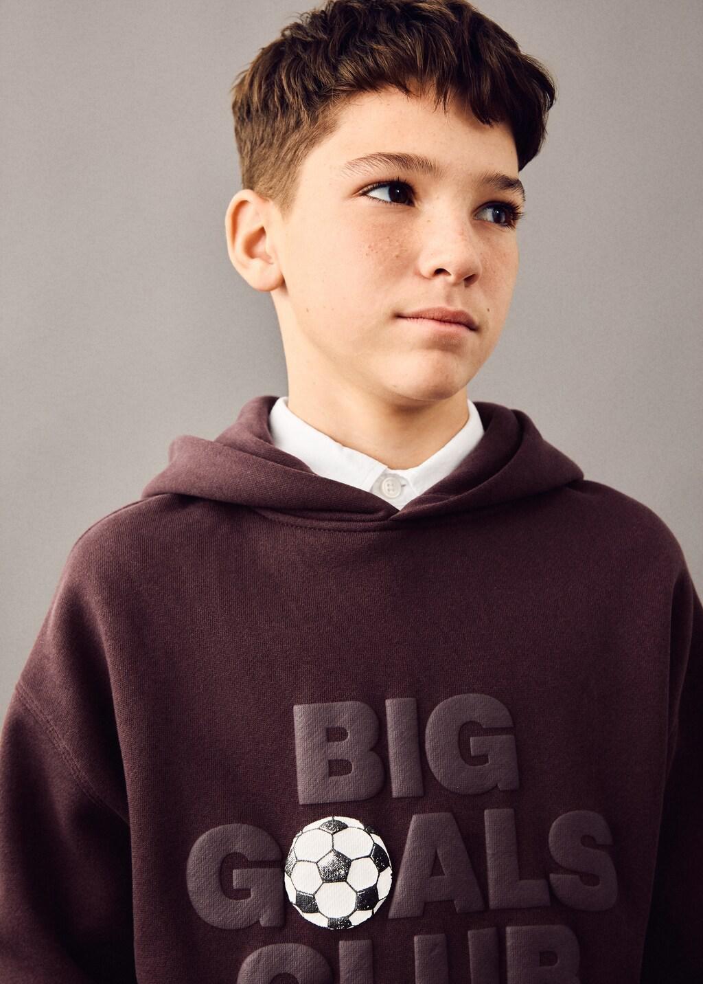 Red Printed Embossed Sweatshirt, Kids Boys, Dark Red, large image number 0