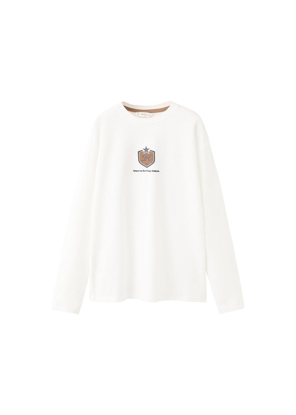 White Printed Cotton-Blend T-Shirt, Kids Boys, Natural White, large image number 4