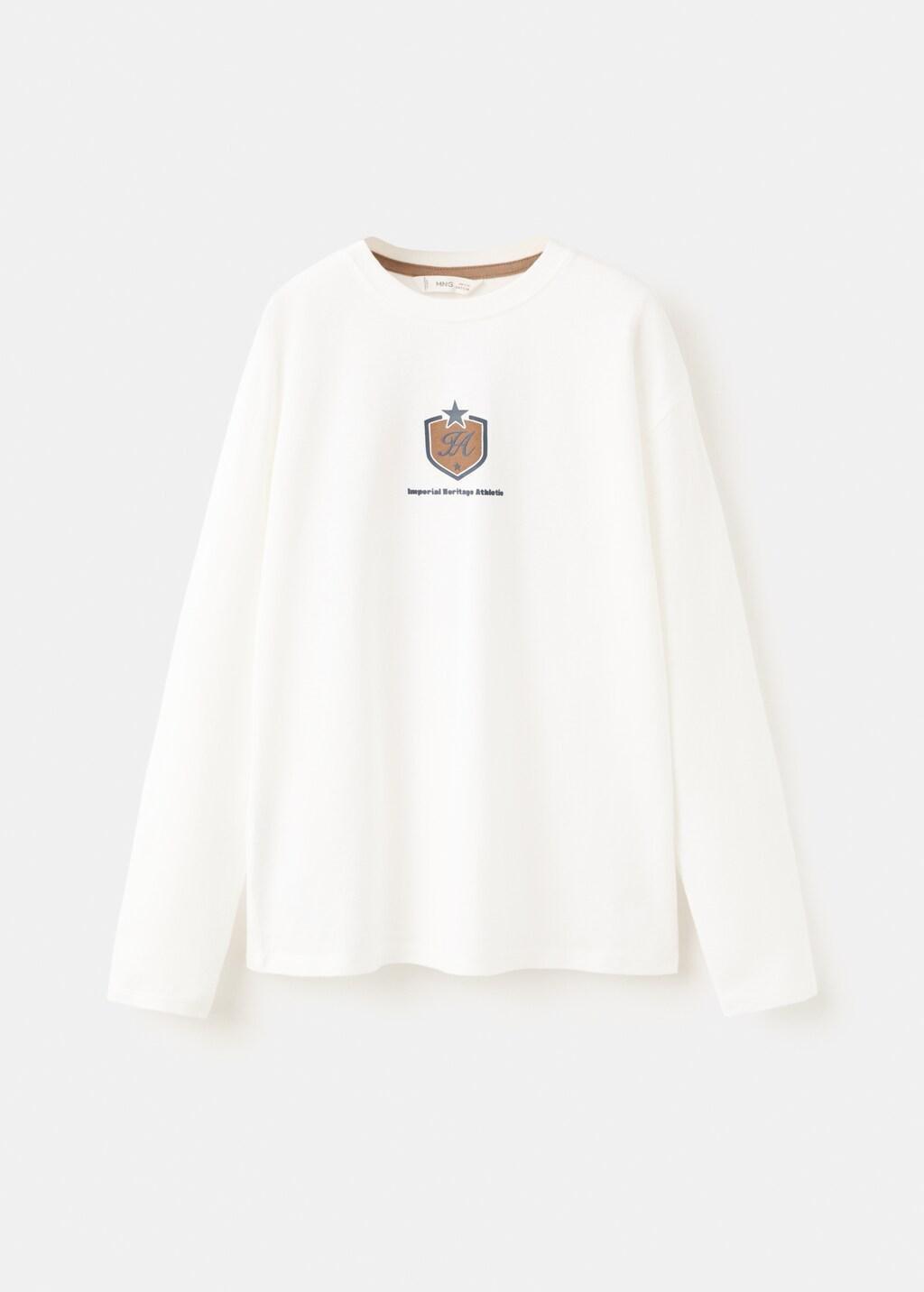 White Printed Cotton-Blend T-Shirt, Kids Boys, Natural White, large image number 5