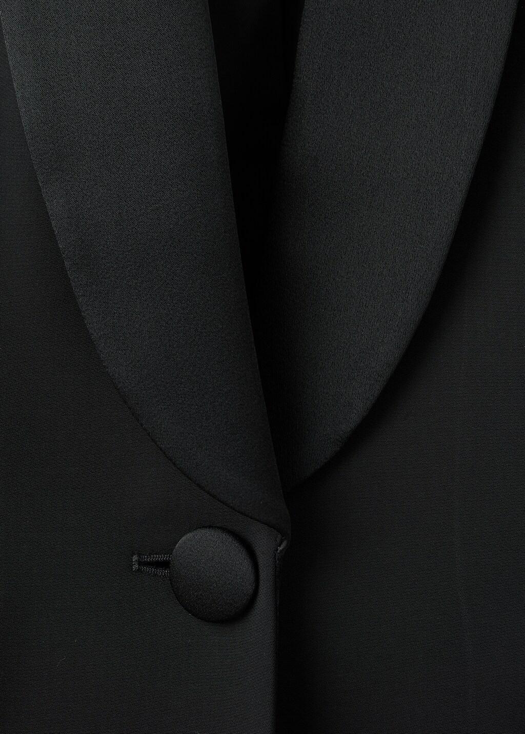 Black Blazer With Satin Lapels, Black, large image number 1