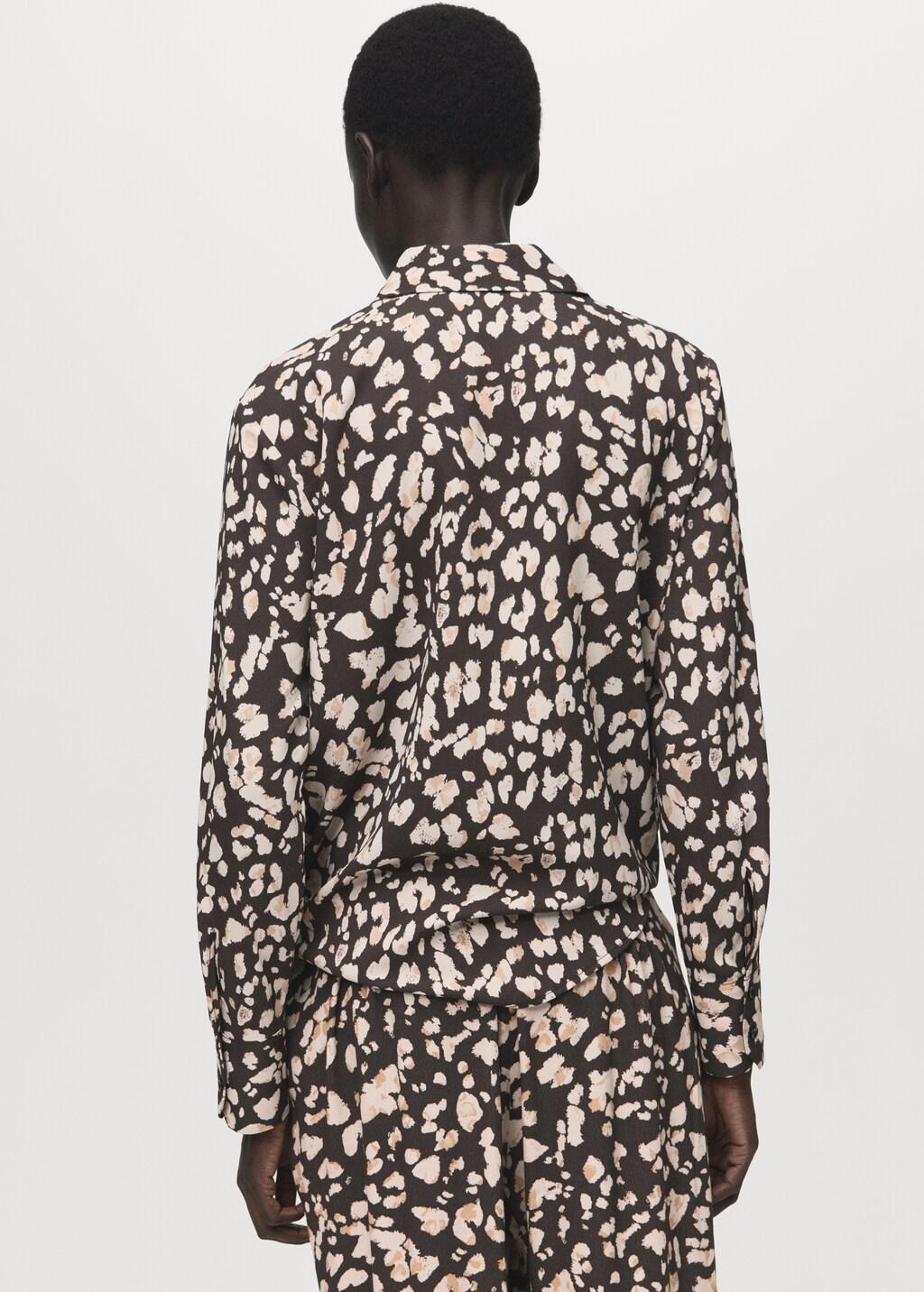 Brown Straight-Cut Animal-Print Blouse, Brown, large image number 2