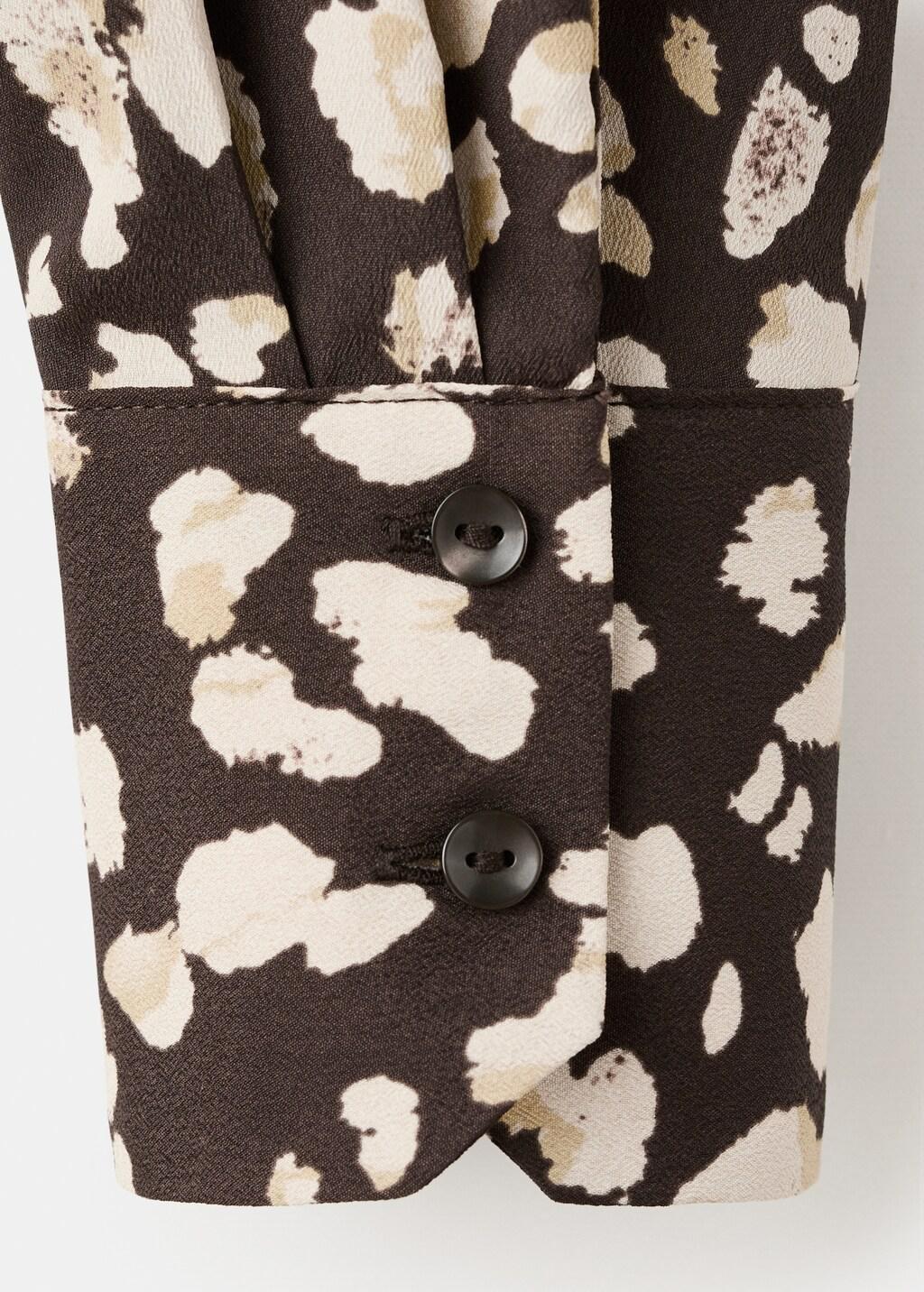 Brown Straight-Cut Animal-Print Blouse, Brown, large image number 5