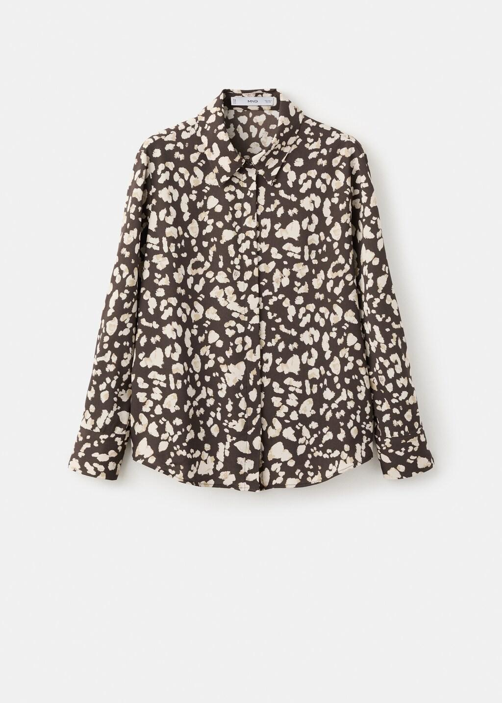 Brown Straight-Cut Animal-Print Blouse, Brown, large image number 8
