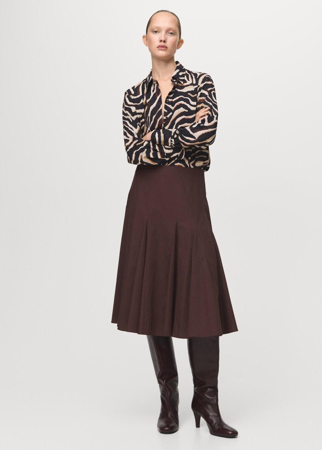 Black Straight-Cut Animal-Print Blouse, Black, large image number 0