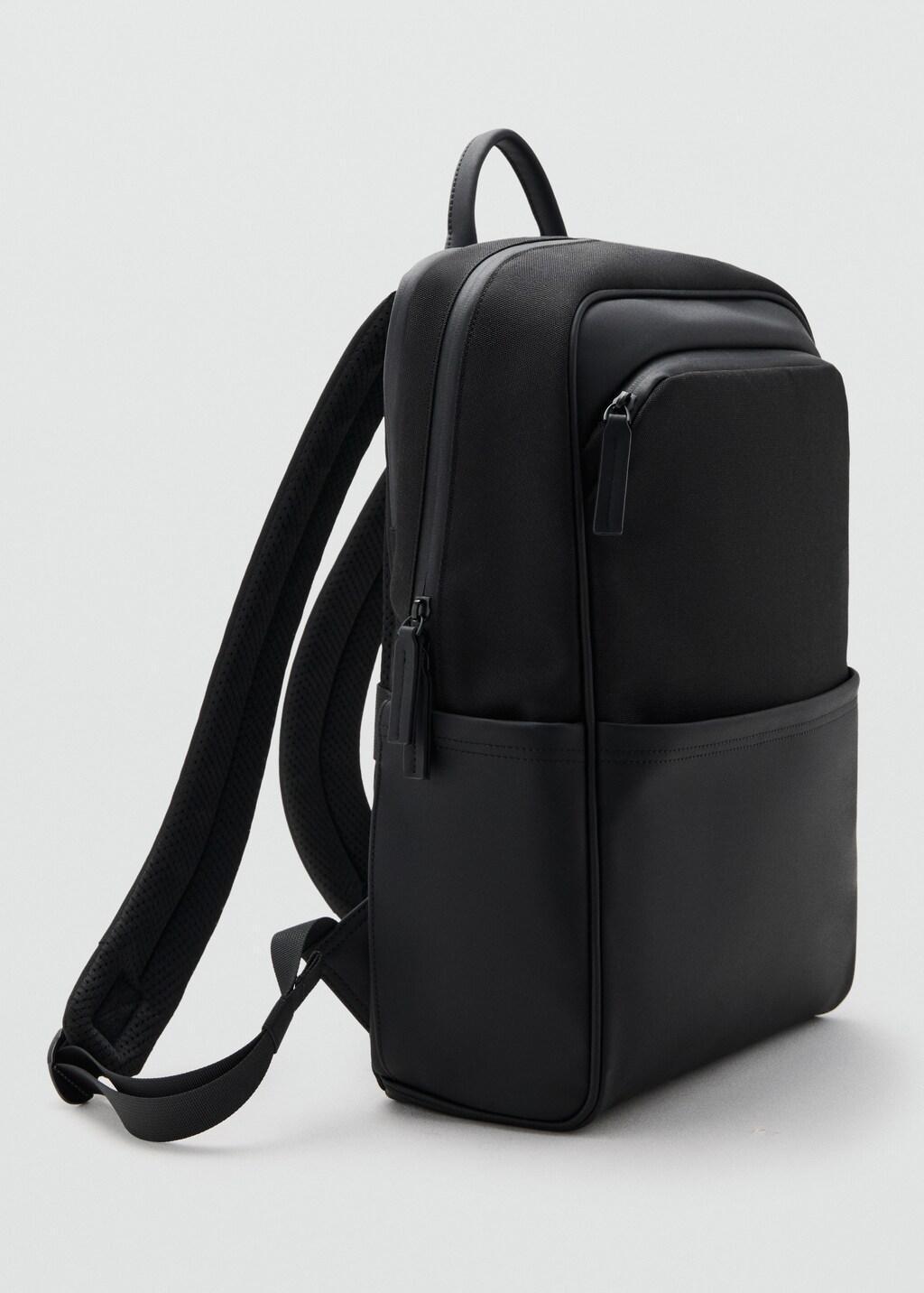 Black Multi-Functional Backpack With Pockets, Black, medium