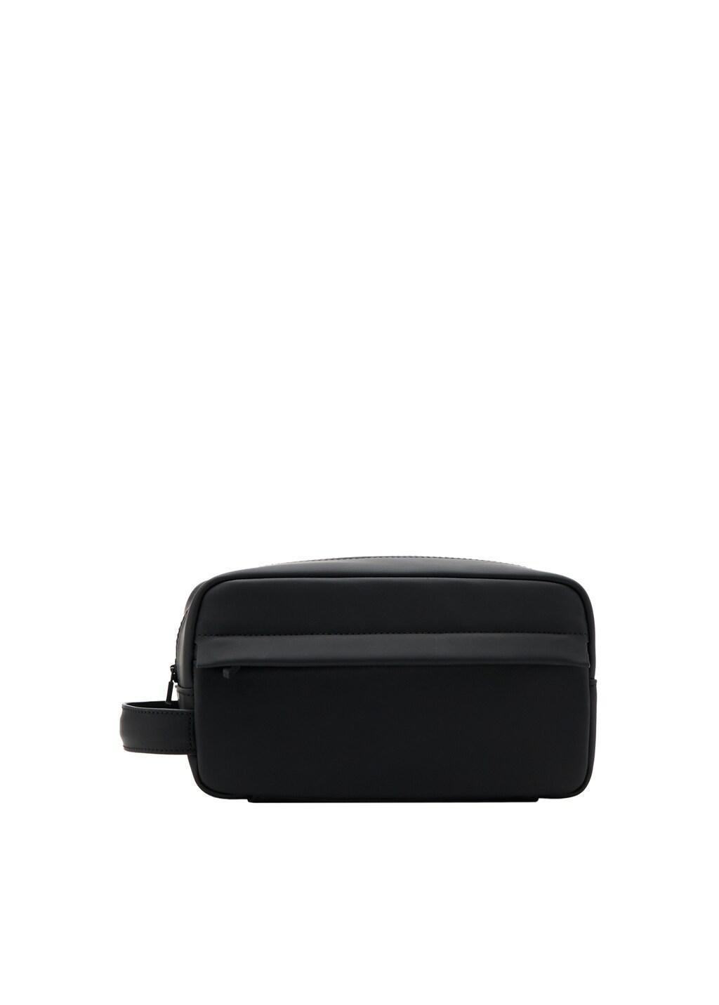 BLACK Zipped pebbled cosmetic bag, Black, large image number 2