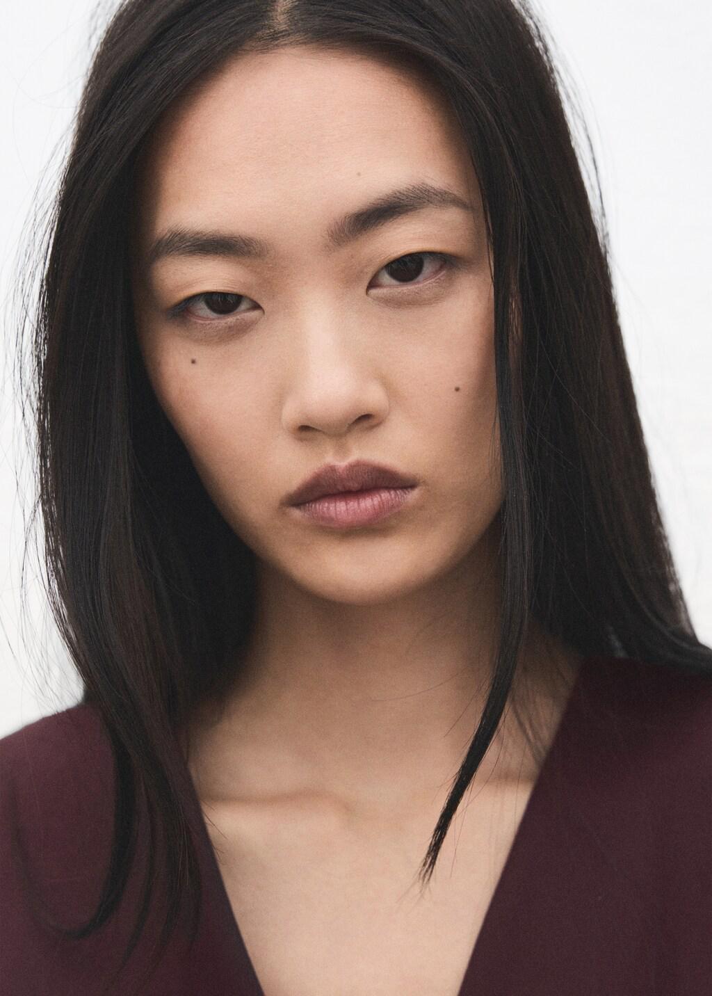 Red Lyocell Dress With Belt, Dark Red, large image number 4