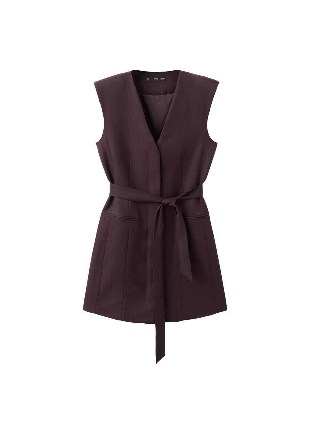 Red Lyocell Dress With Belt, Dark Red, large image number 6