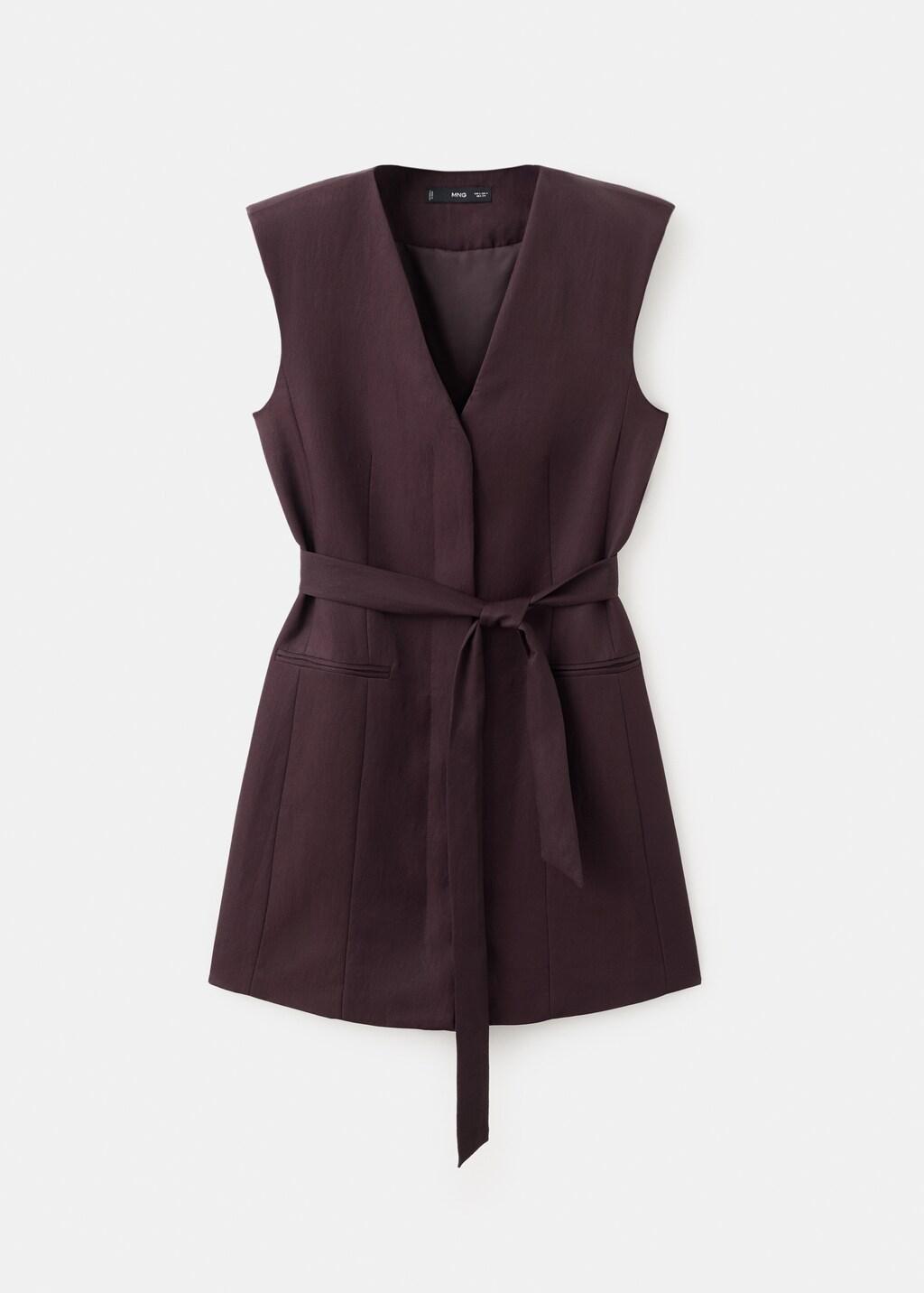 Red Lyocell Dress With Belt, Dark Red, large image number 7