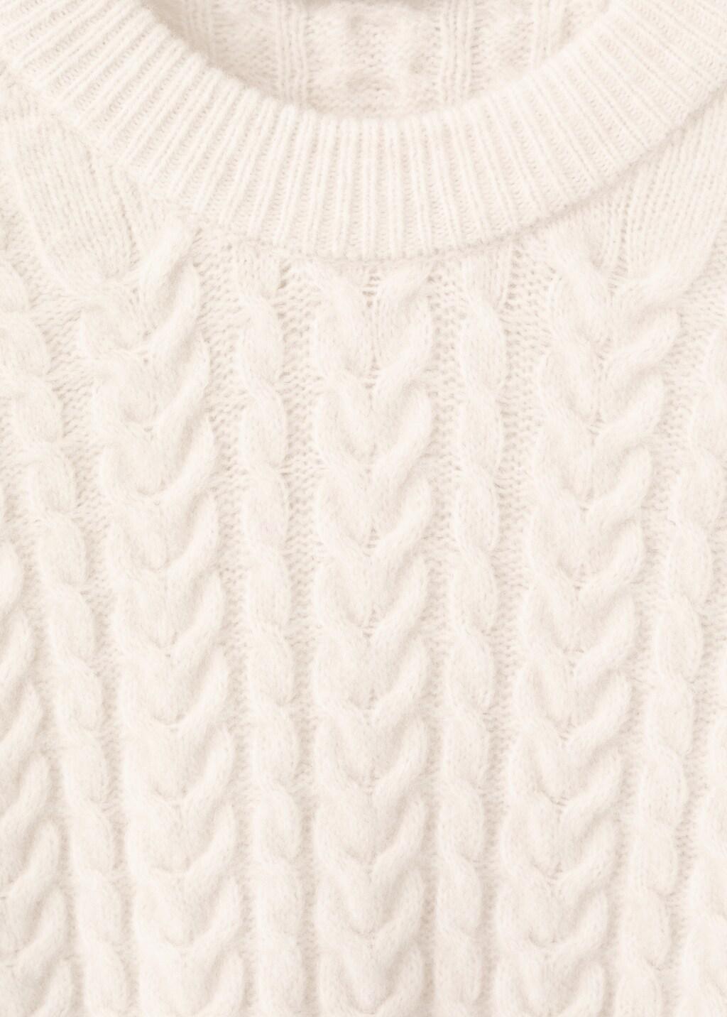Beige Braided Knitted Sweater, Light Beige, large image number 1
