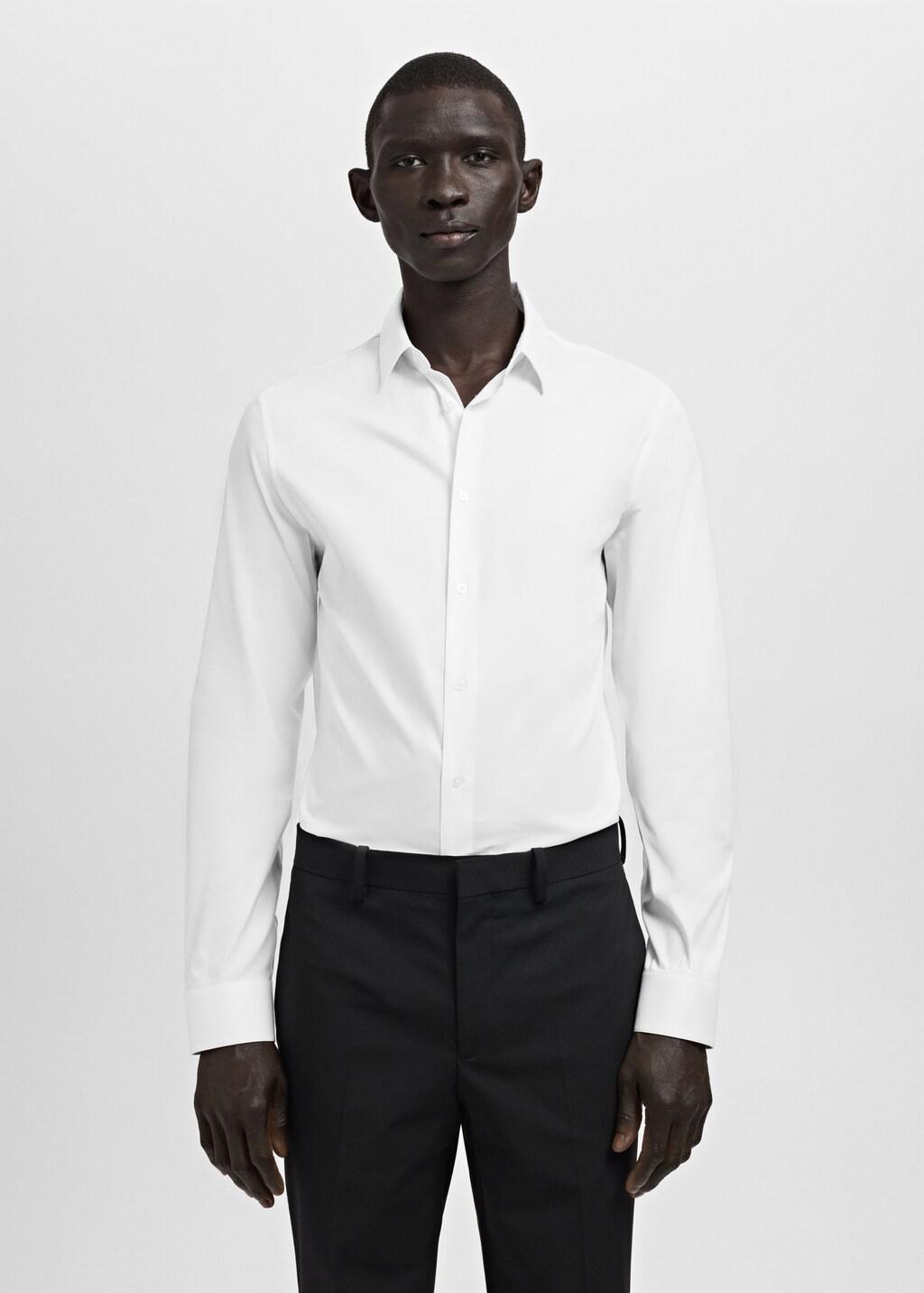 White Slim Fit Cotton Suit Shirt, White, large image number 3