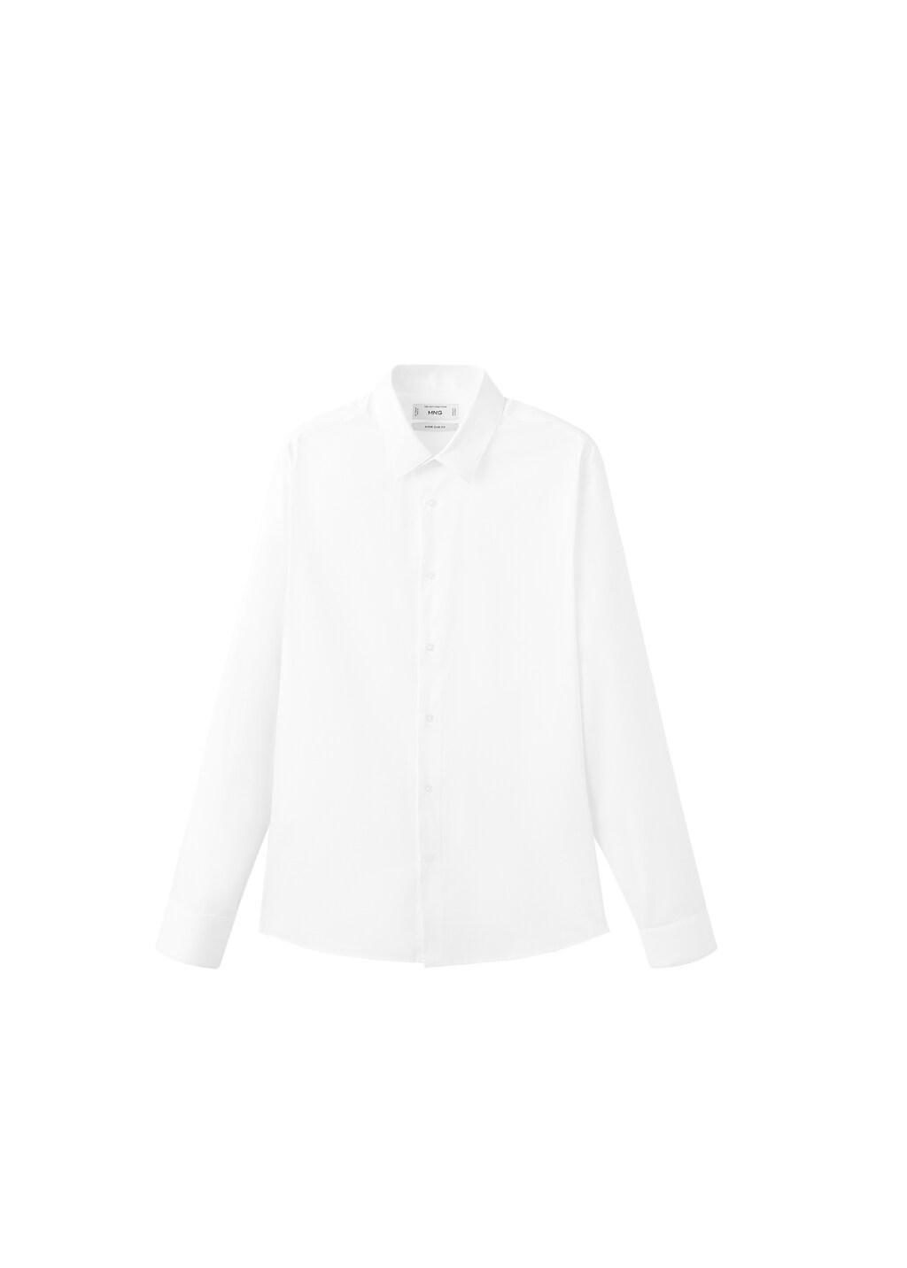 White Slim Fit Cotton Suit Shirt, White, large image number 6
