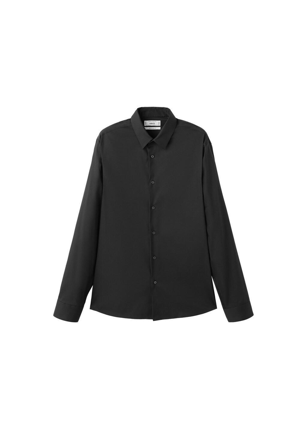 Black Slim Fit Cotton Suit Shirt, 0201_99, large image number 6