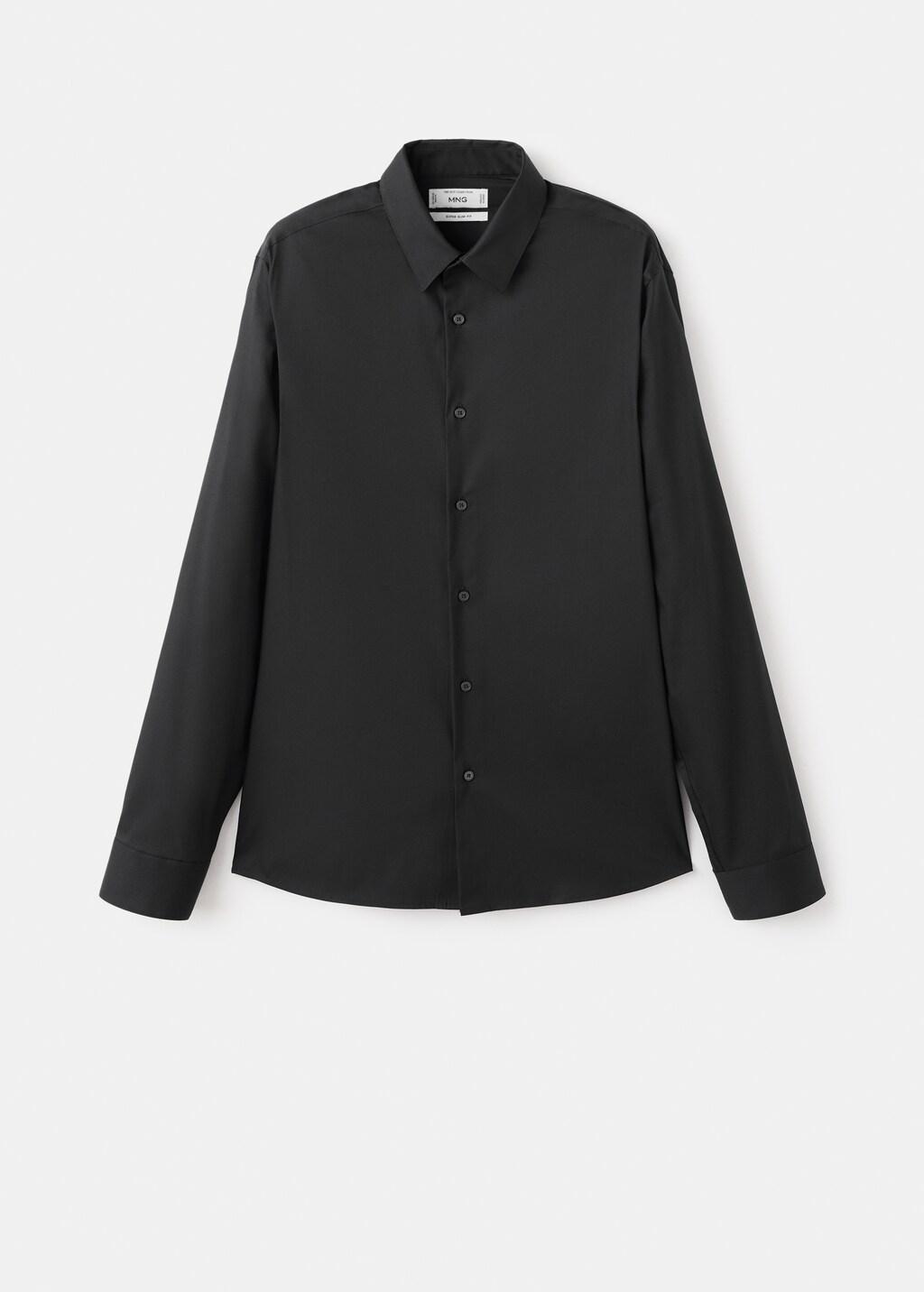 Black Slim Fit Cotton Suit Shirt, 0201_99, large image number 7
