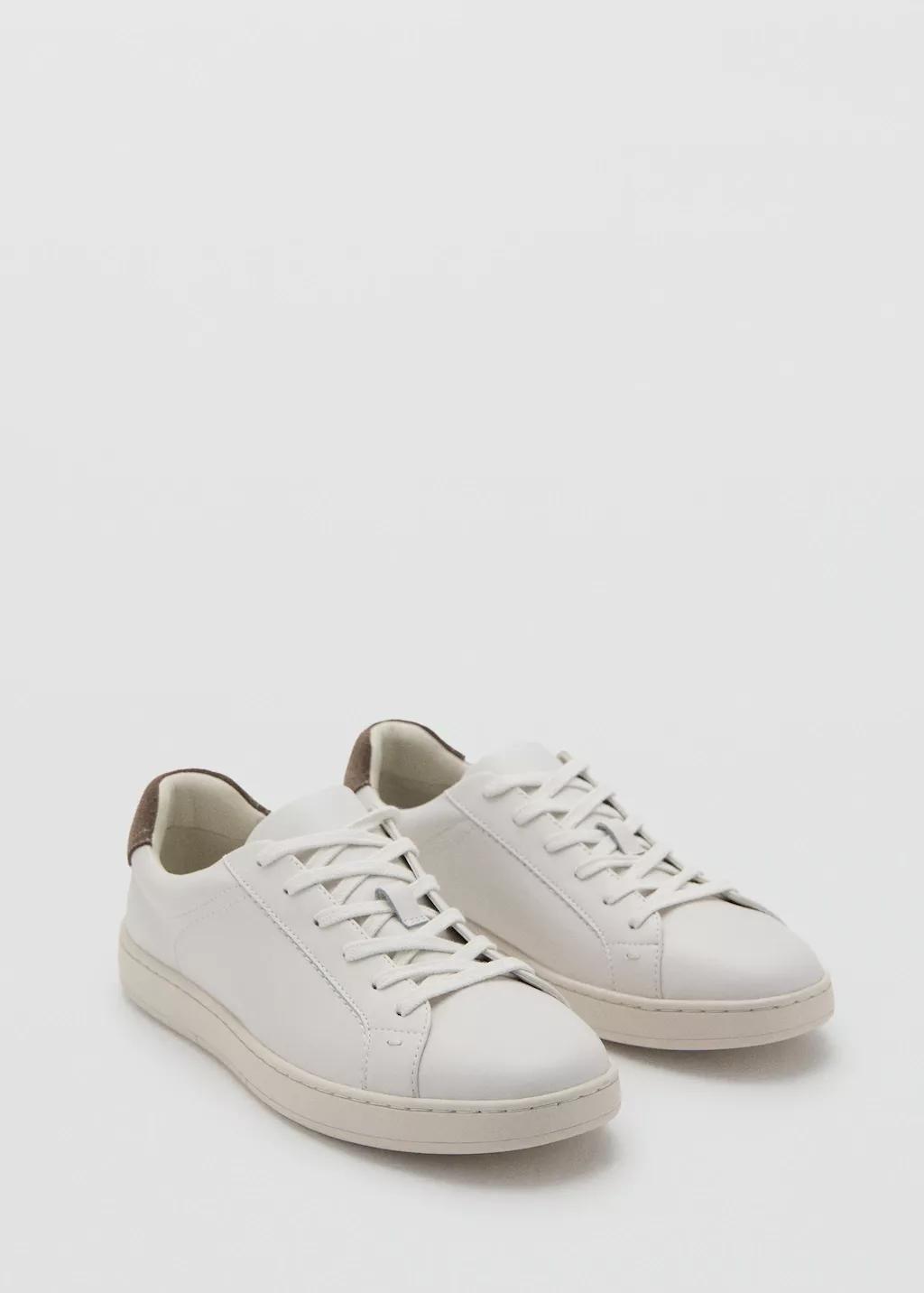White Leather Sneakers With Contrast Panels, White, large image number 0