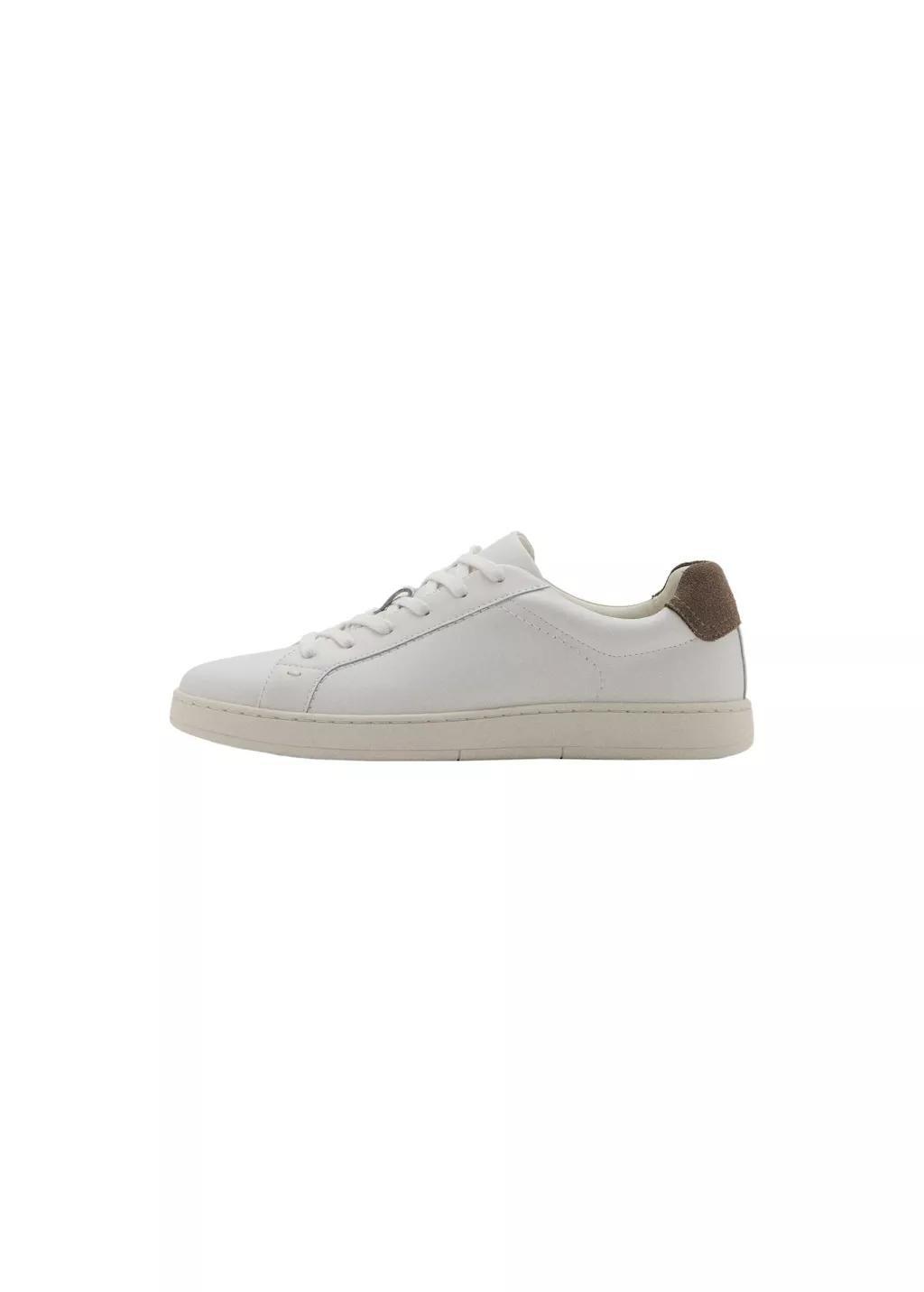 White Leather Sneakers With Contrast Panels, White, large image number 2