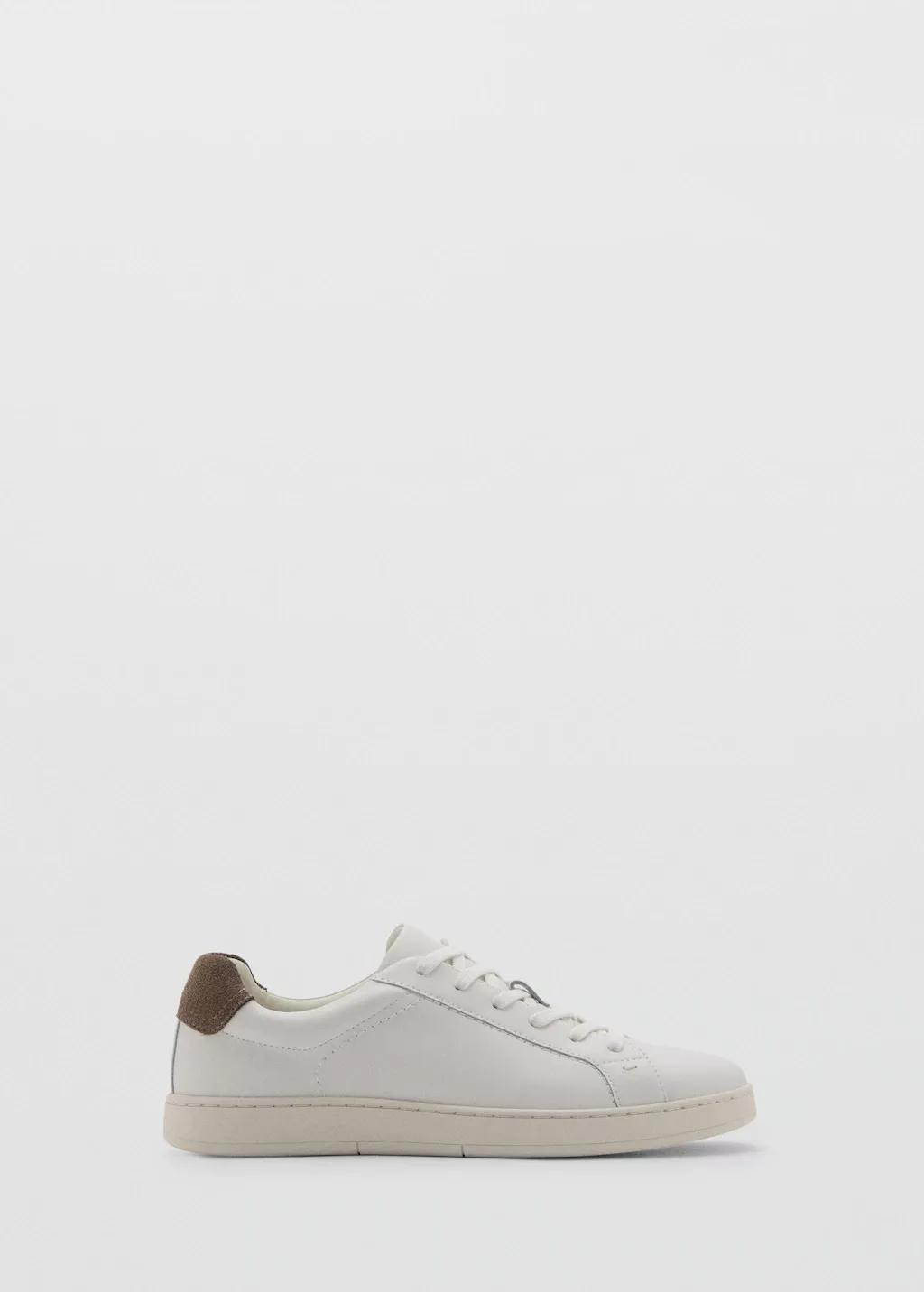 White Leather Sneakers With Contrast Panels, White, large image number 3
