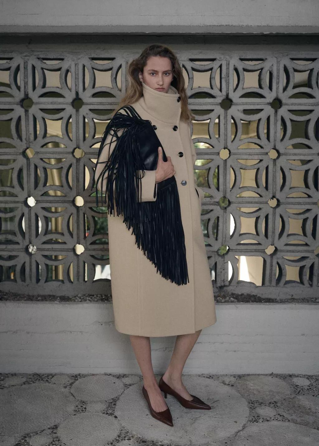 Yellow Wool-Blend Funnel-Neck Coat, 0201_10, large image number 0