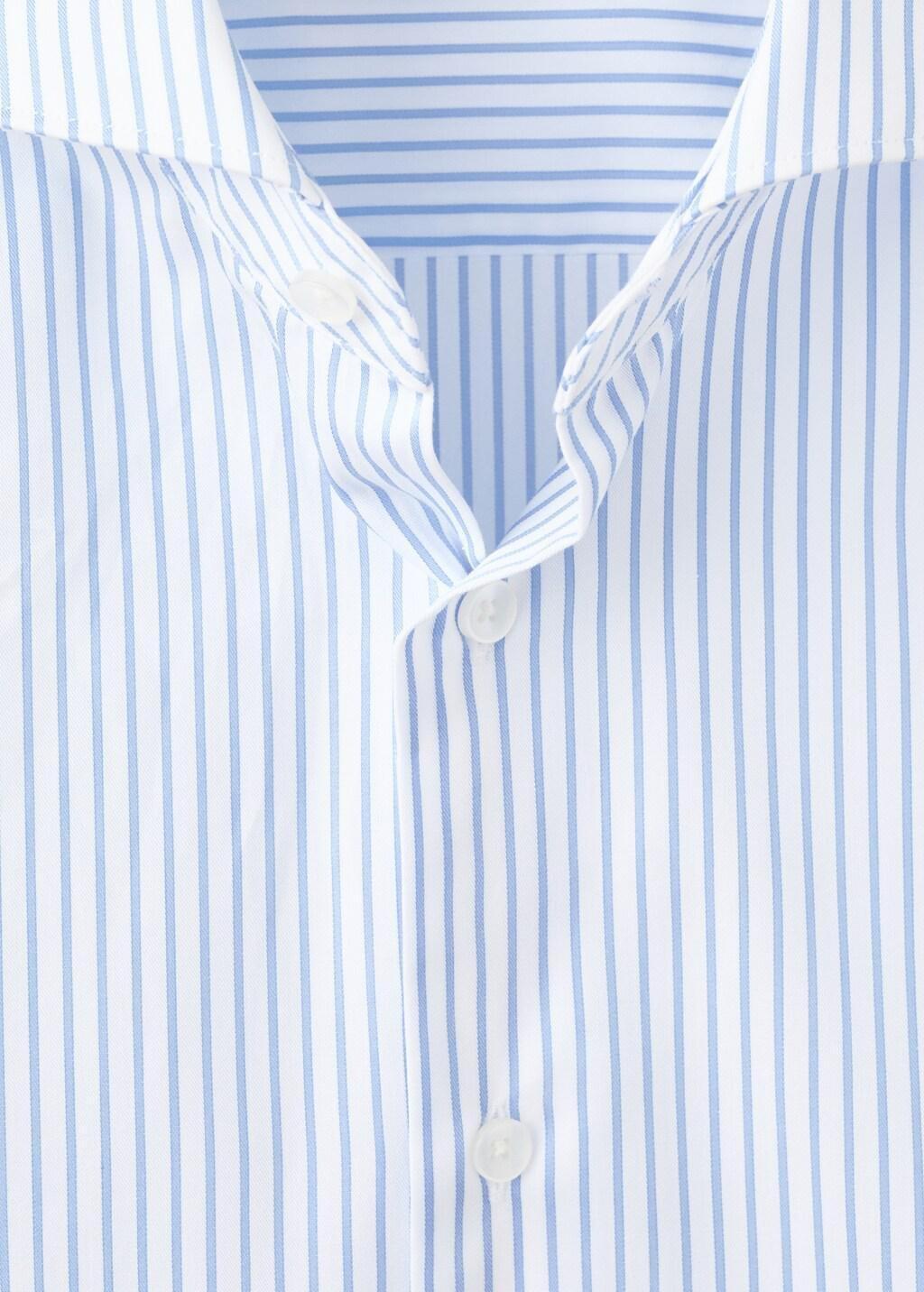 Blue Slim Fit Cotton Striped Suit Shirt, Light-Pastel Blue, large image number 0