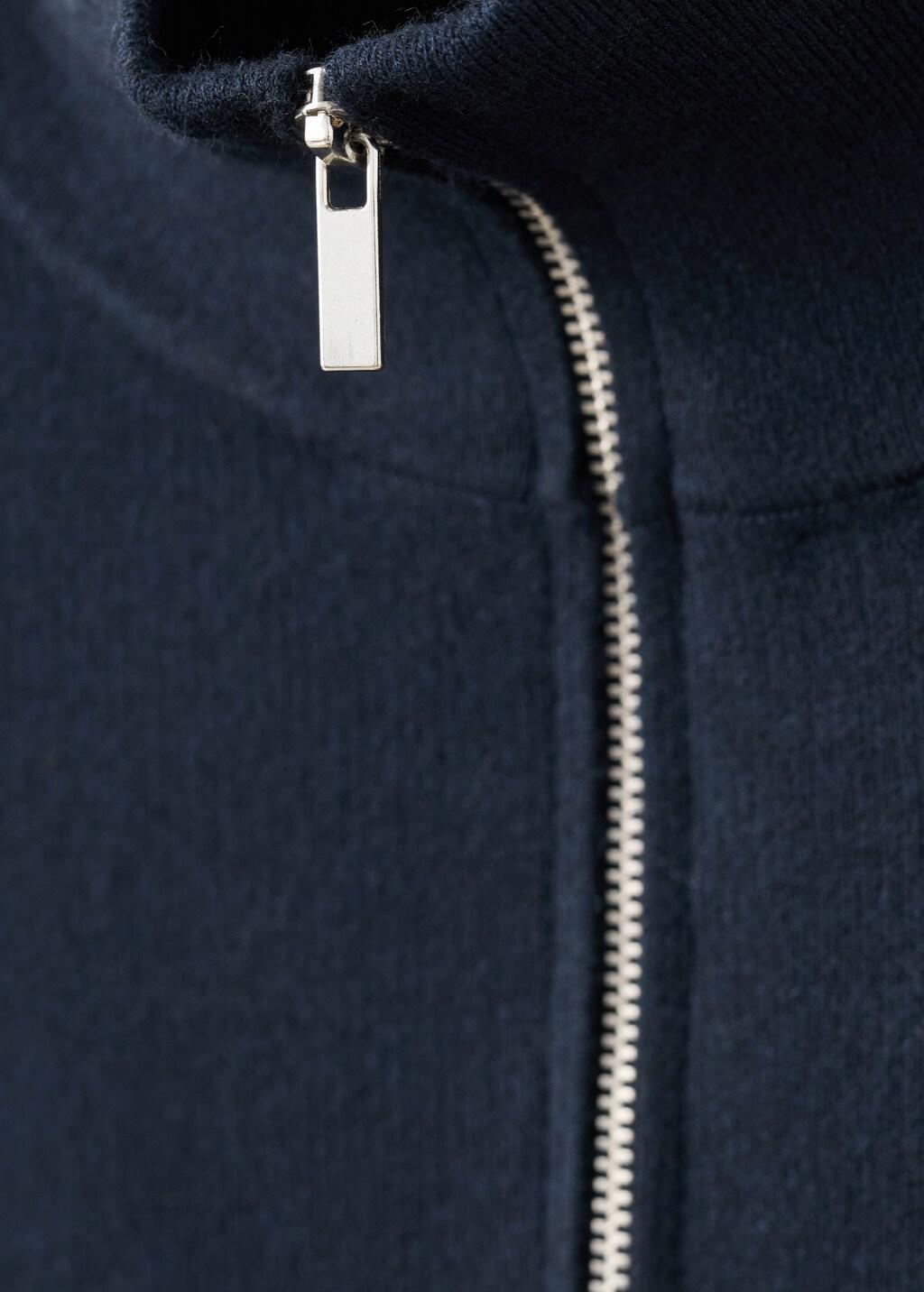 Navy Zip Neck Contrast-Stripe Sweater, Navy, large image number 1