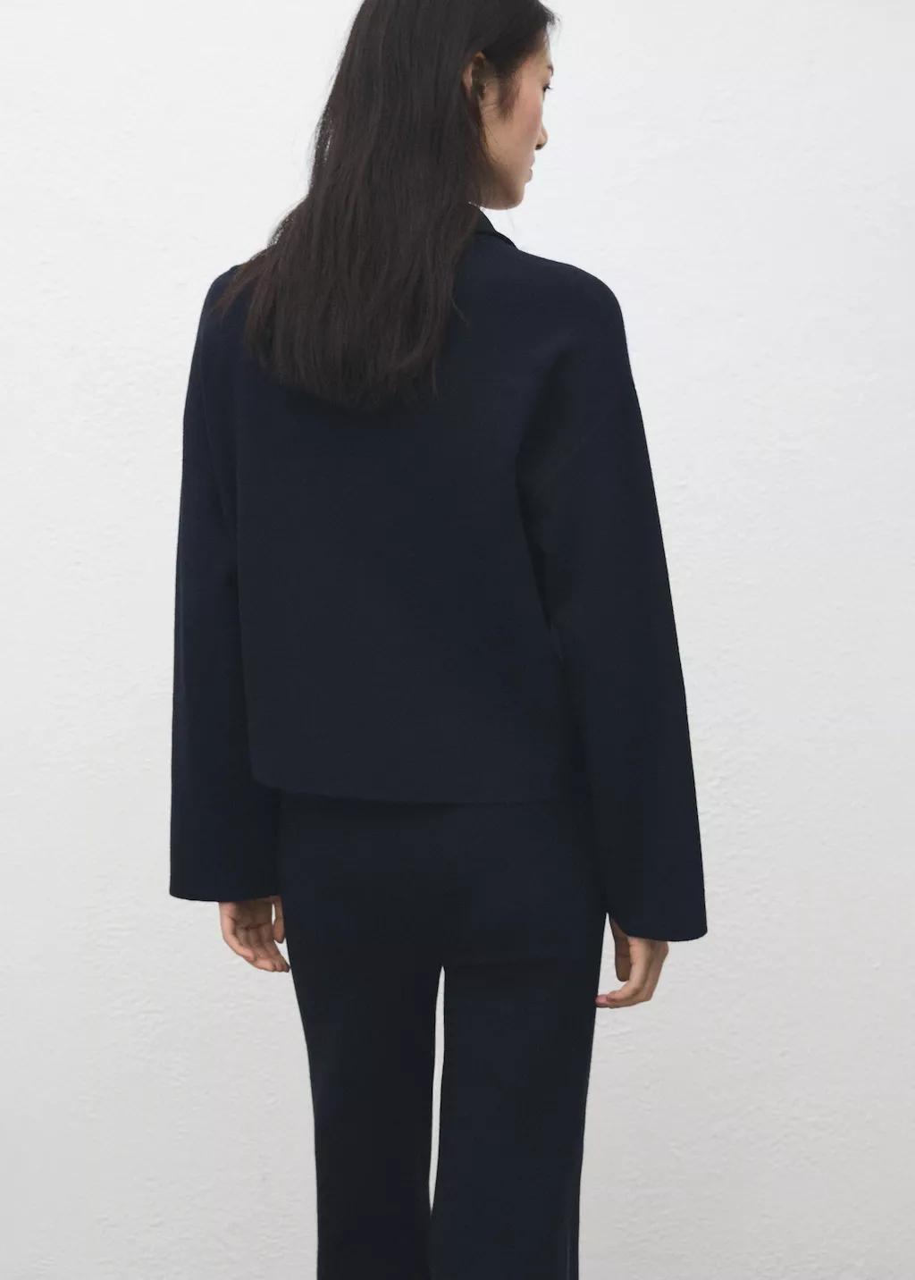 Navy Zip Neck Contrast-Stripe Sweater, Navy, large image number 2