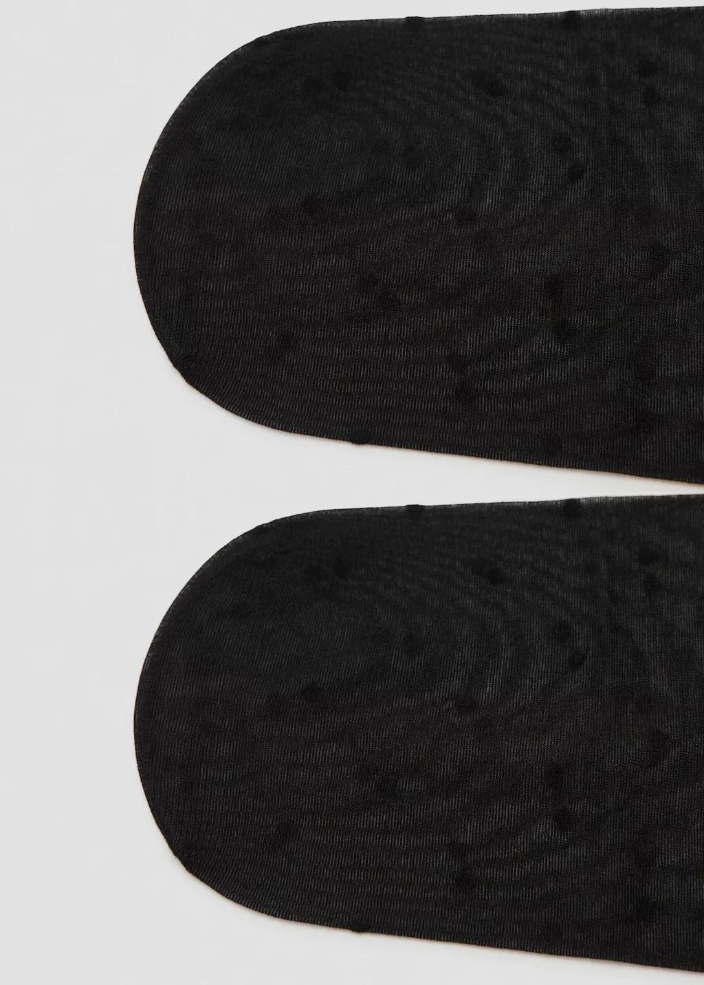 Black Polka-Dot Sheer Stockings, Black, medium