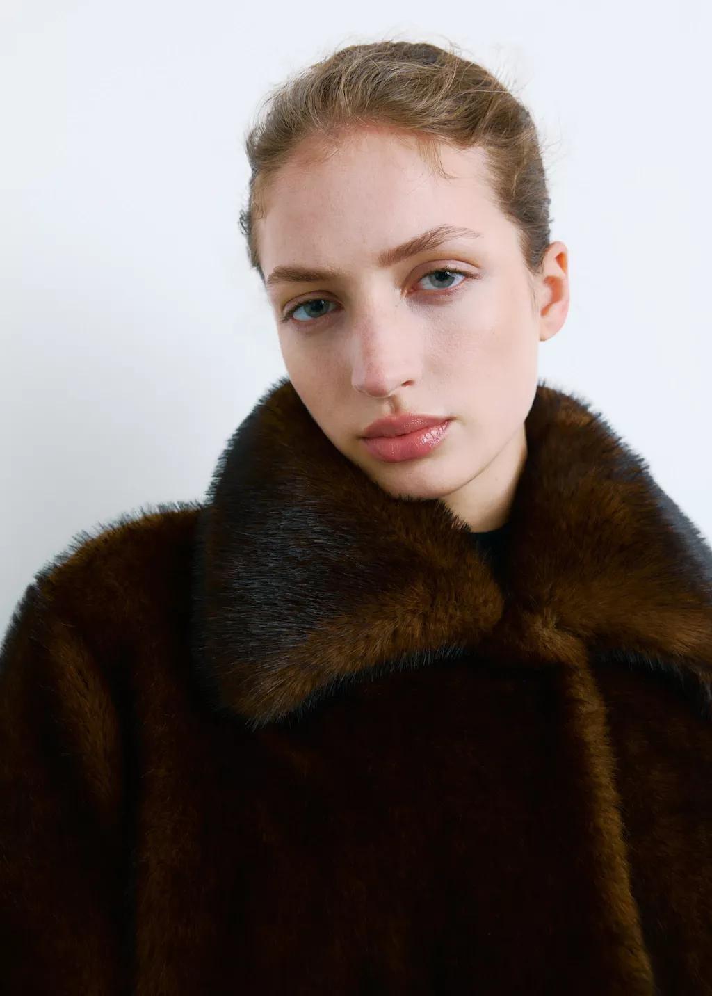 Black Turtleneck Knitted Dress With Brooch, Black, large image number 4