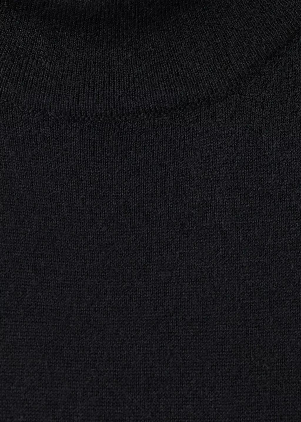 Black Turtleneck Knitted Dress With Brooch, Black, large image number 5