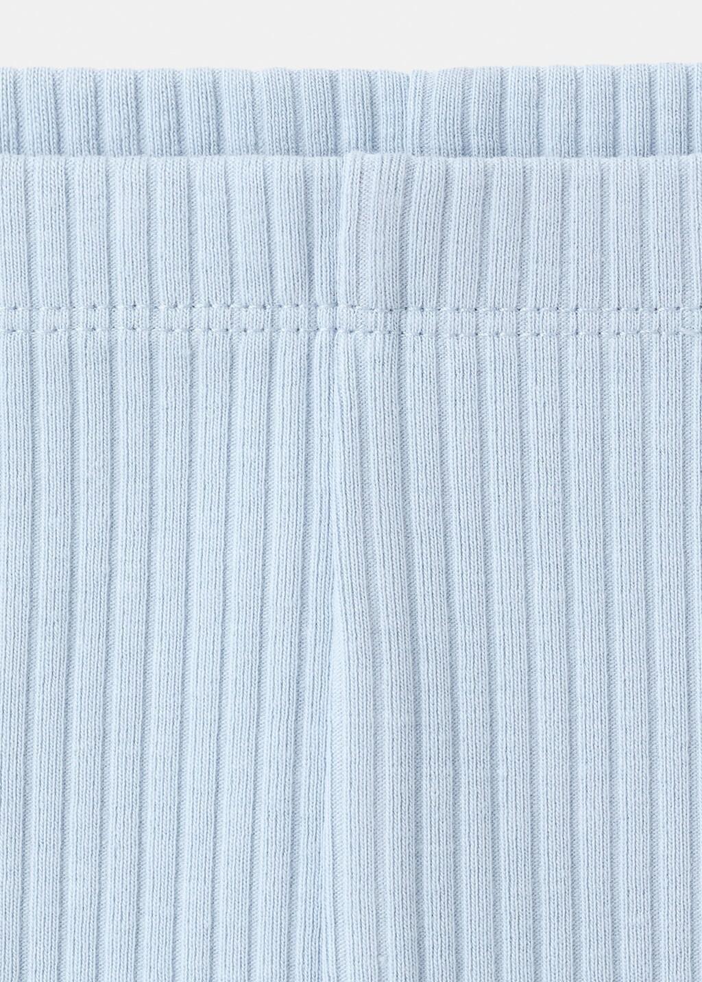 Blue Cotton Ribbed Leggings, Baby Girl, Medium Blue, large image number 1