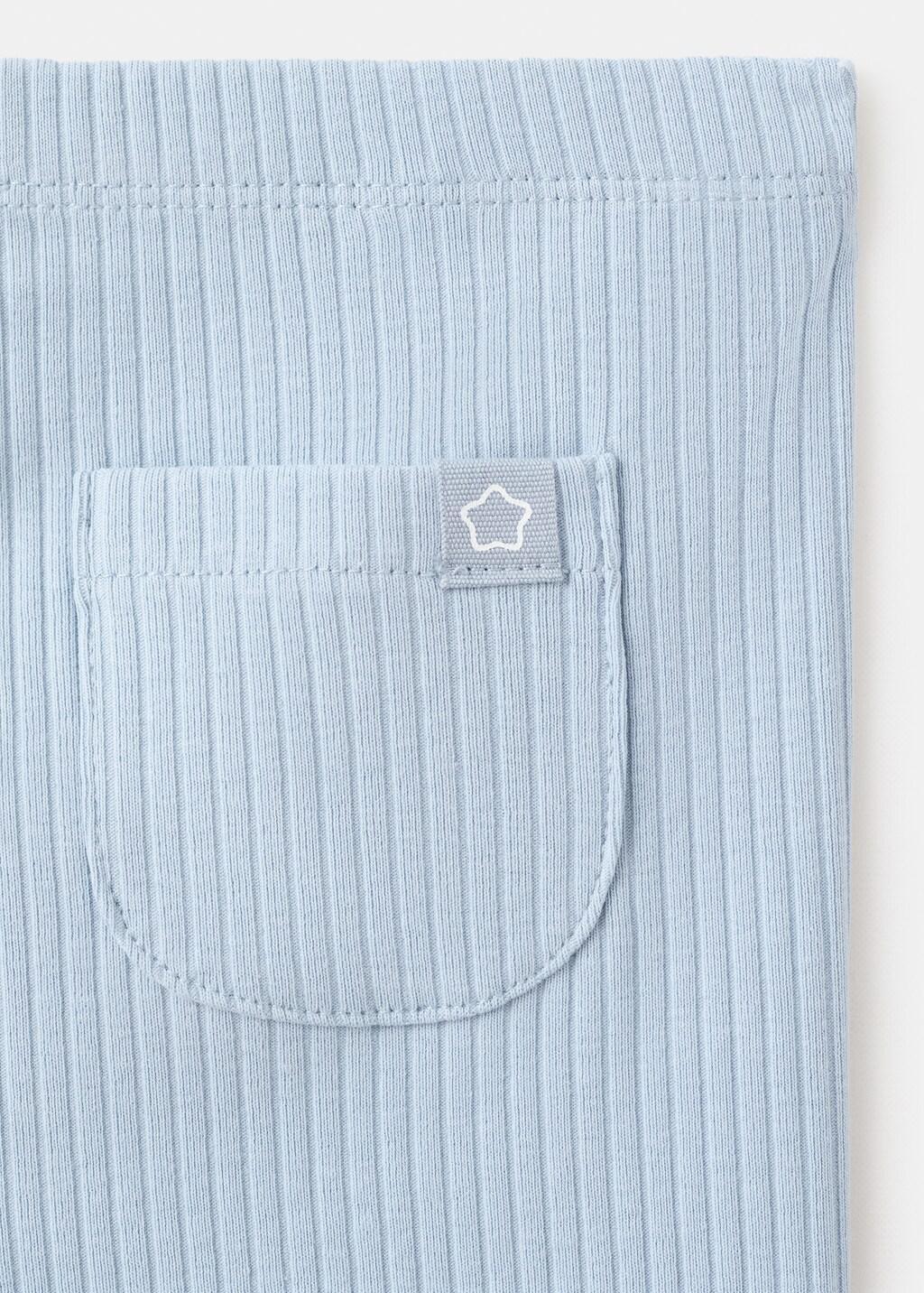 Blue Cotton Ribbed Leggings, Baby Girl, Medium Blue, large image number 4