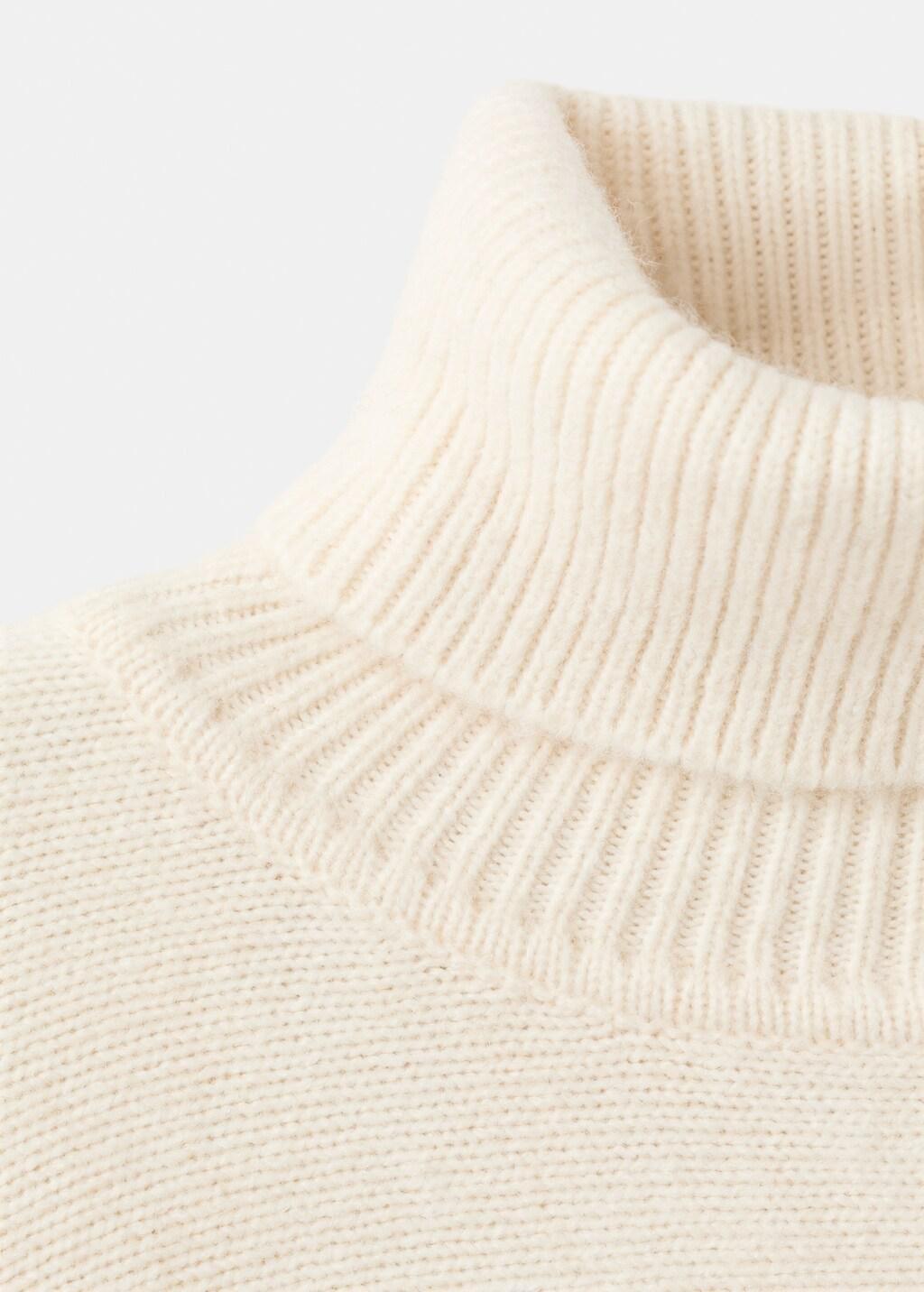 Beige Knitted Turtleneck Cape, Light Beige, large image number 3