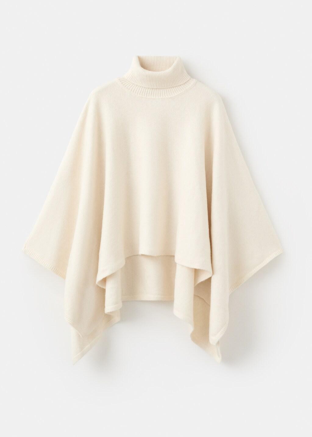 Beige Knitted Turtleneck Cape, Light Beige, large image number 10