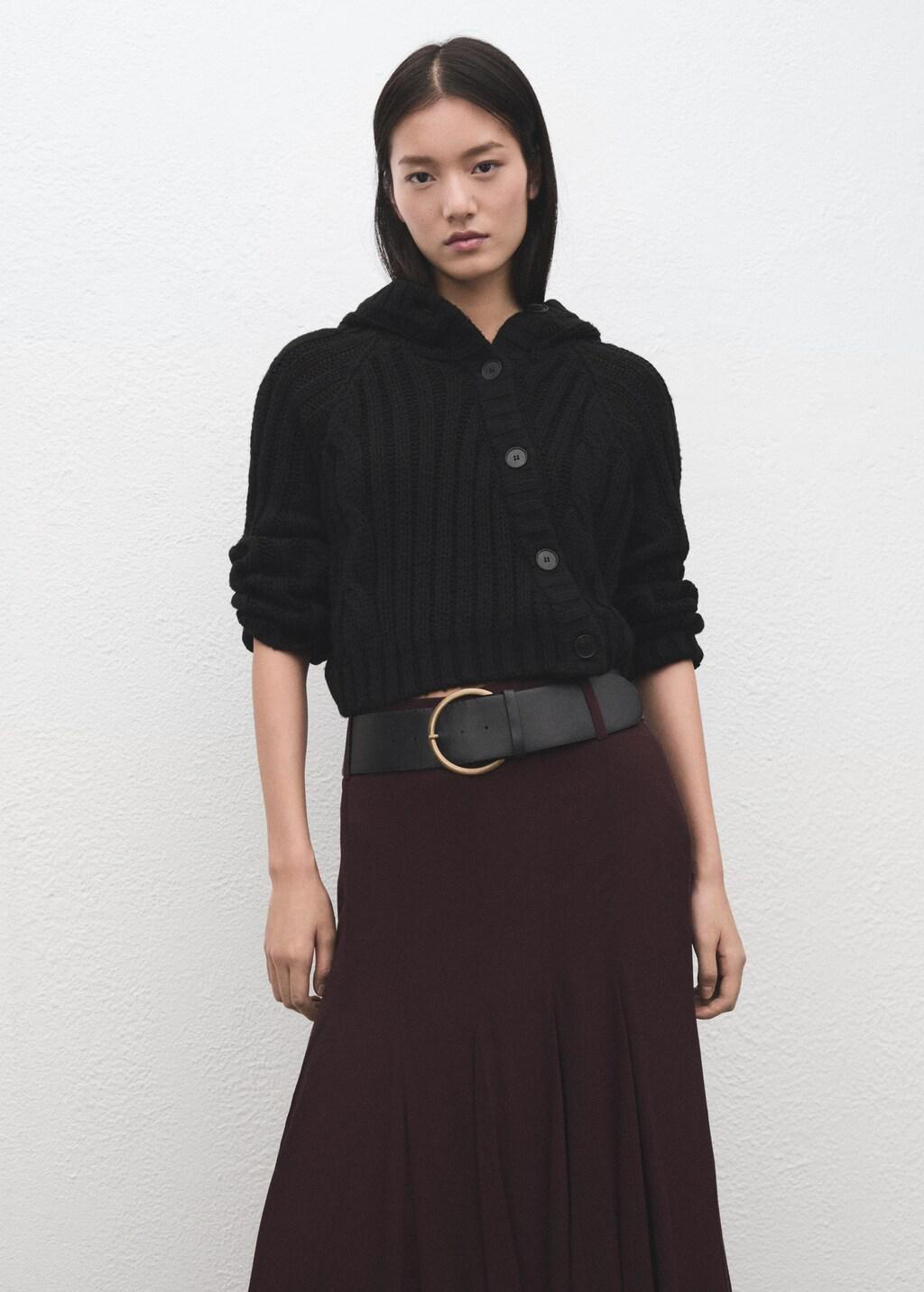 Black Double-Breasted Jacket With Buttons, Black, large image number 3