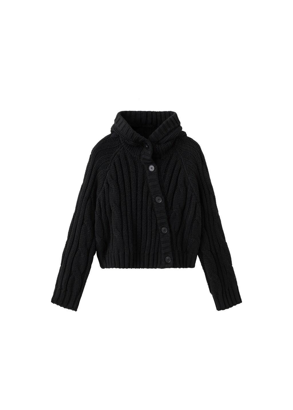 Black Double-Breasted Jacket With Buttons, Black, large image number 6