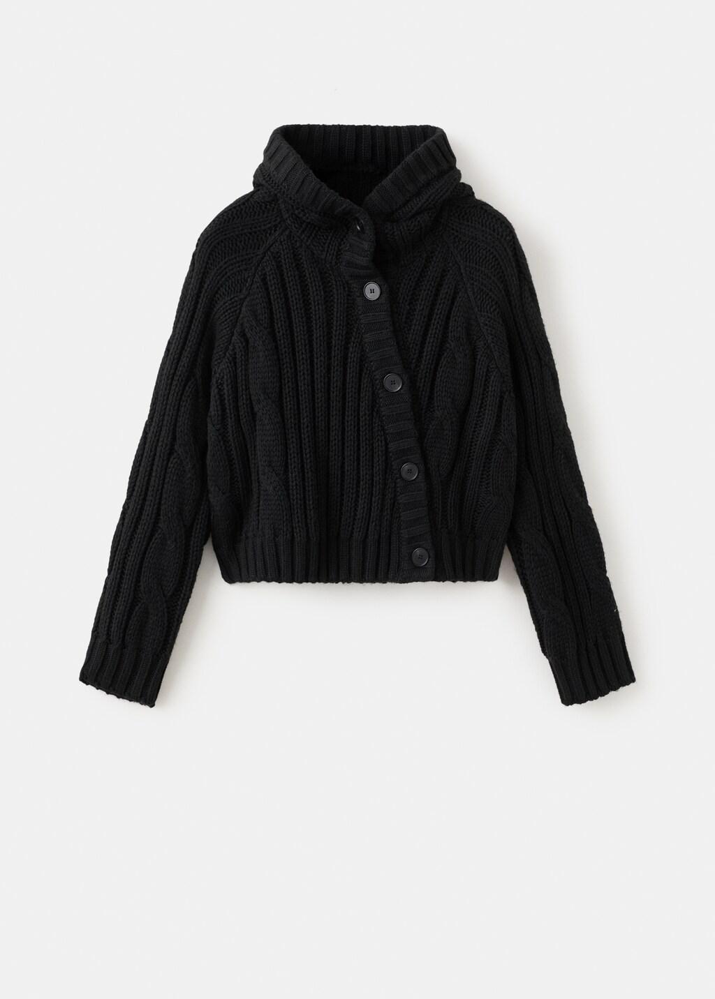 Black Double-Breasted Jacket With Buttons, Black, large image number 7