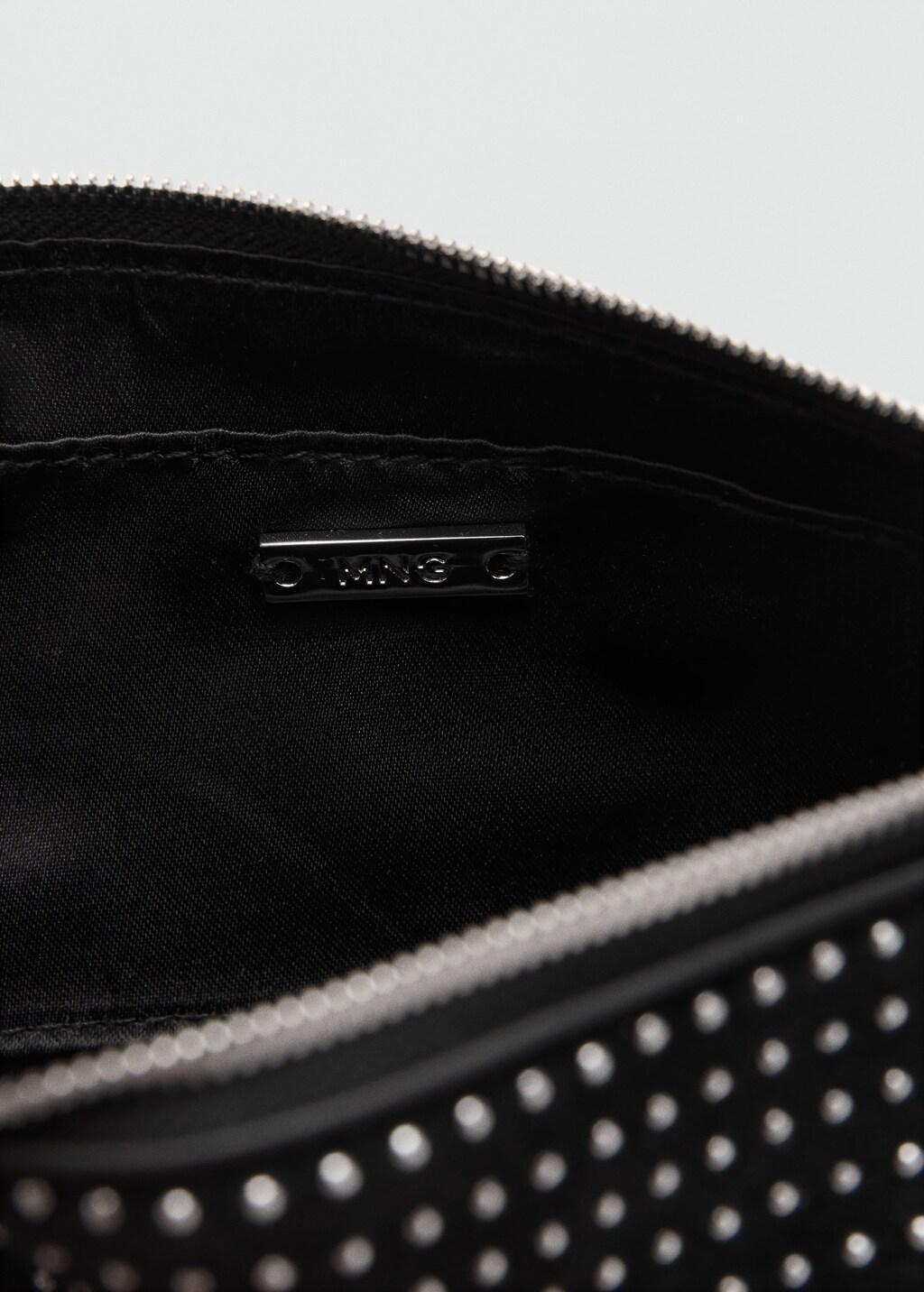 Black Oval Studded Shoulder Bag, Black, medium