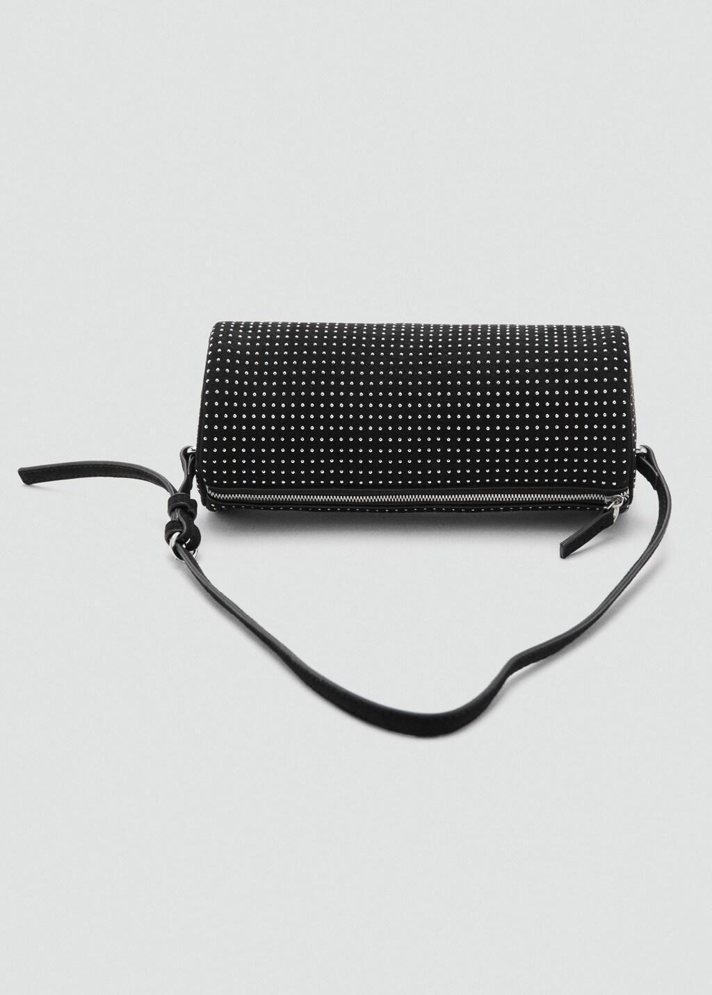 Black Oval Studded Shoulder Bag, Black, medium
