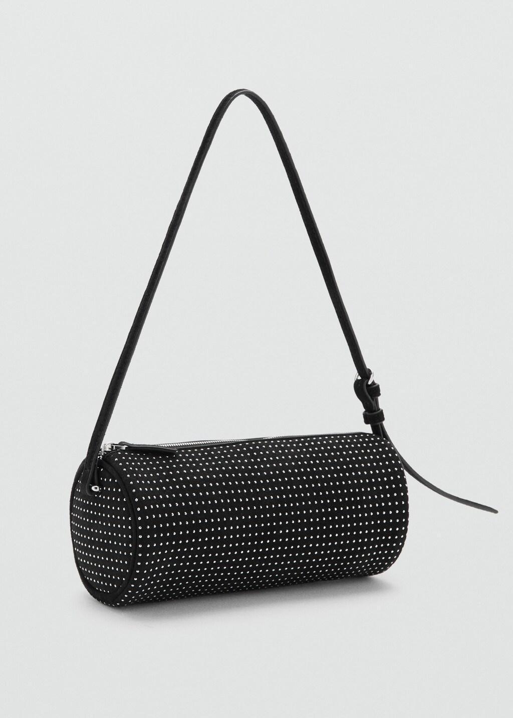 Black Oval Studded Shoulder Bag, Black, large image number 3