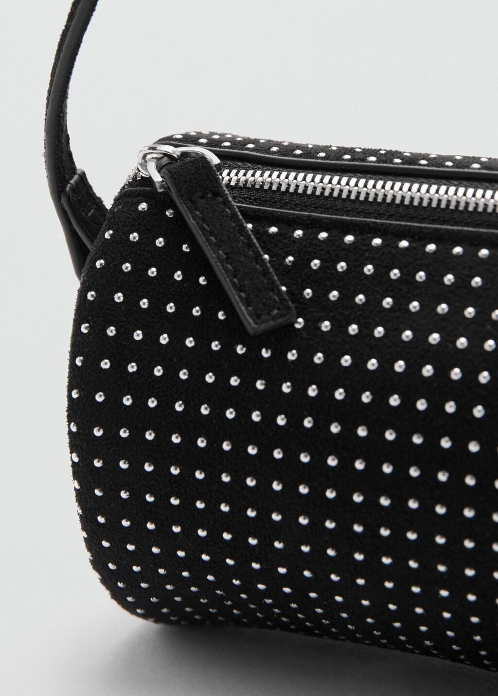 Black Oval Studded Shoulder Bag, Black, large image number 4