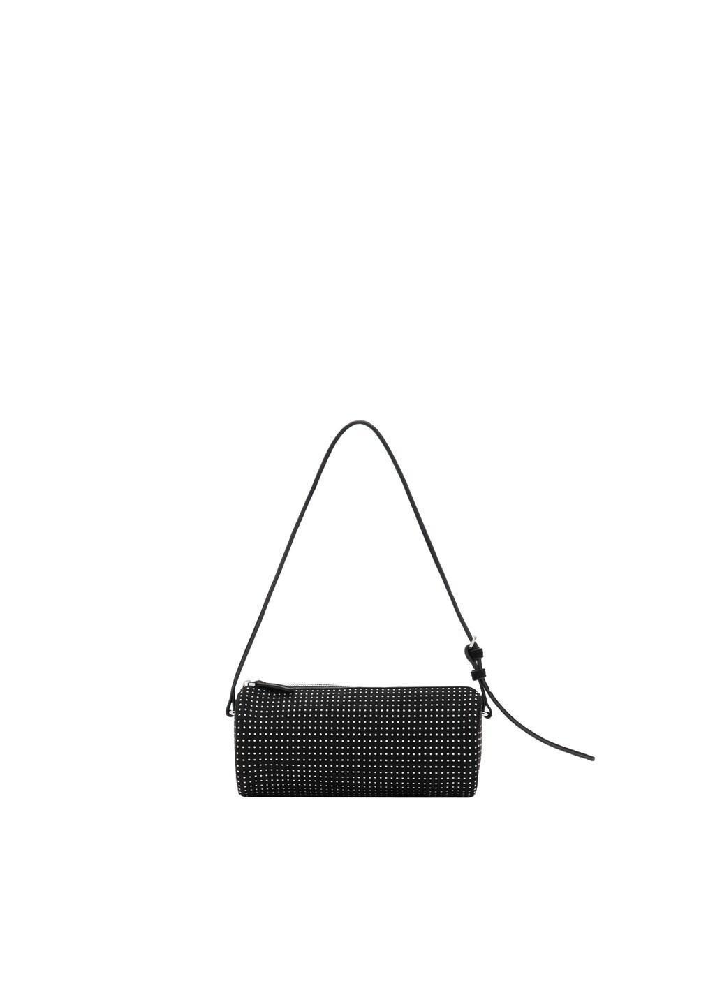 Black Oval Studded Shoulder Bag, Black, large image number 5