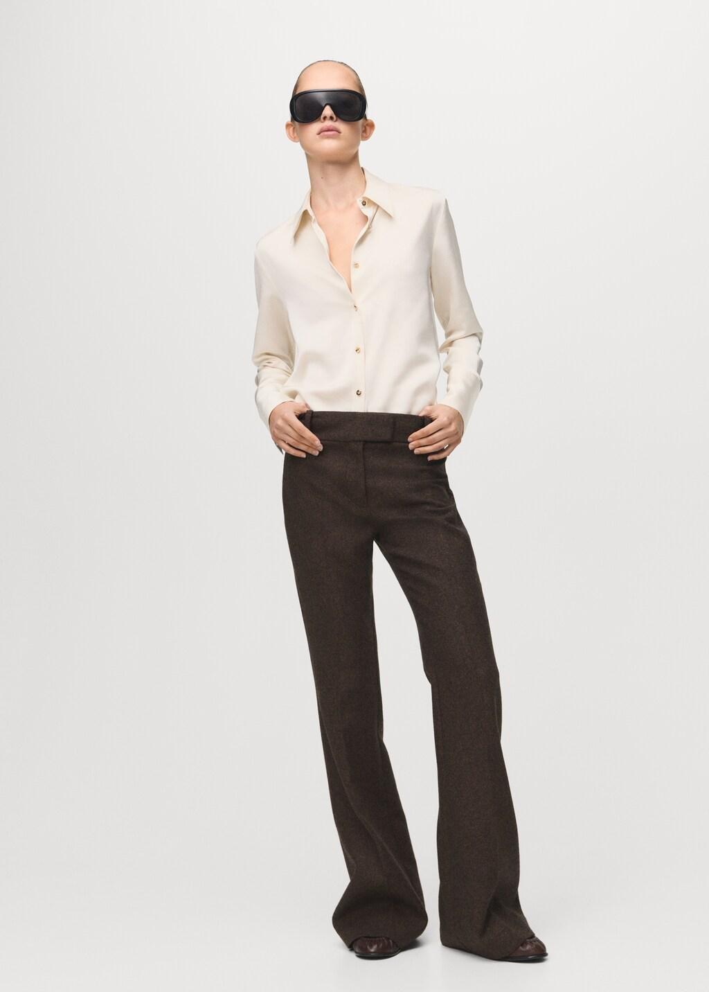 Beige Satin Finish Flowy Shirt, 0201_05, large image number 0