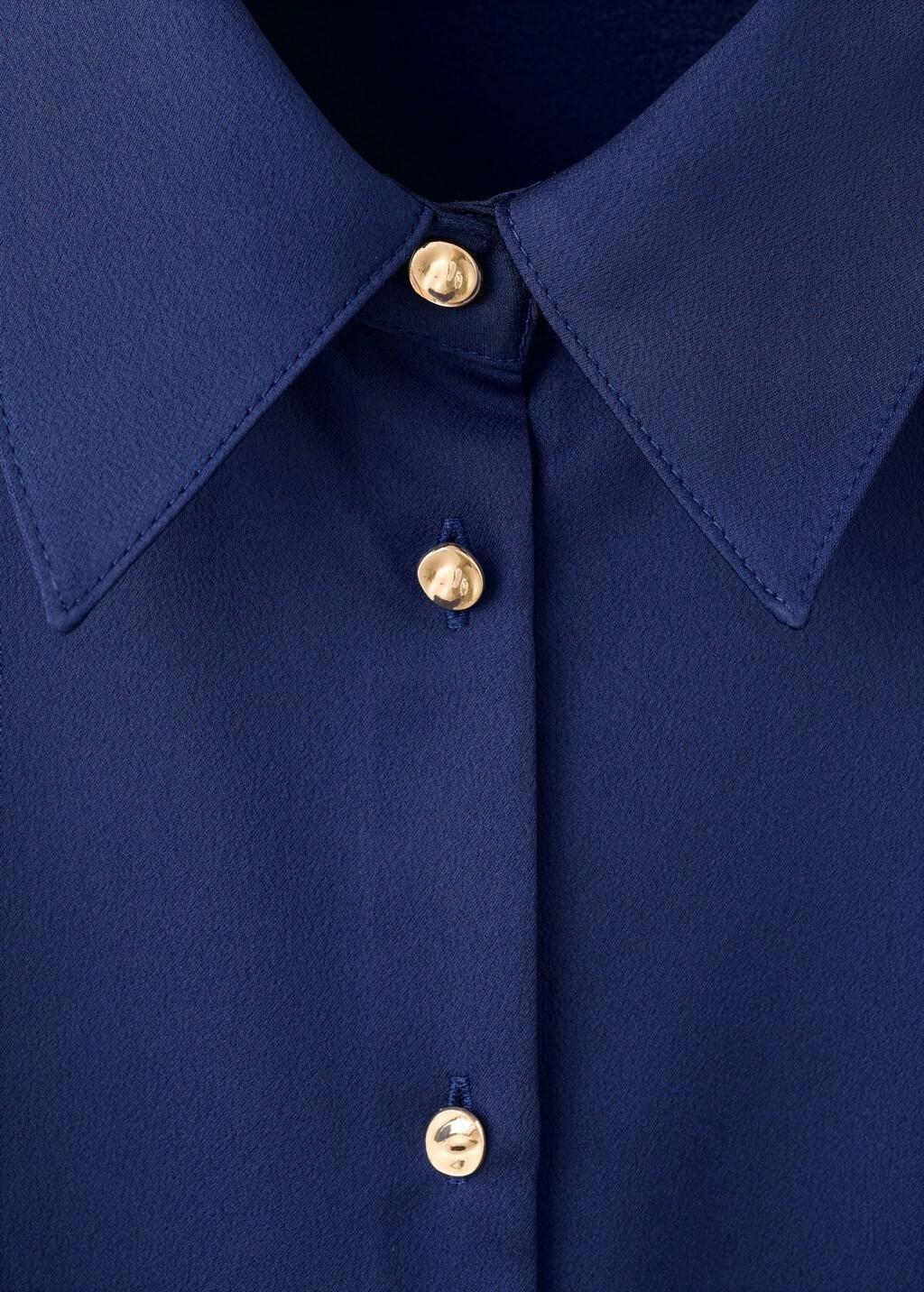 Blue Satin Finish Flowy Shirt, Medium Blue, large image number 1