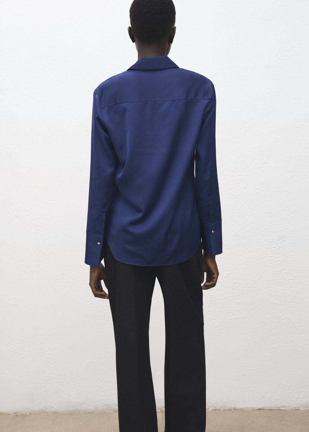 Blue Satin Finish Flowy Shirt, Medium Blue, large image number 2