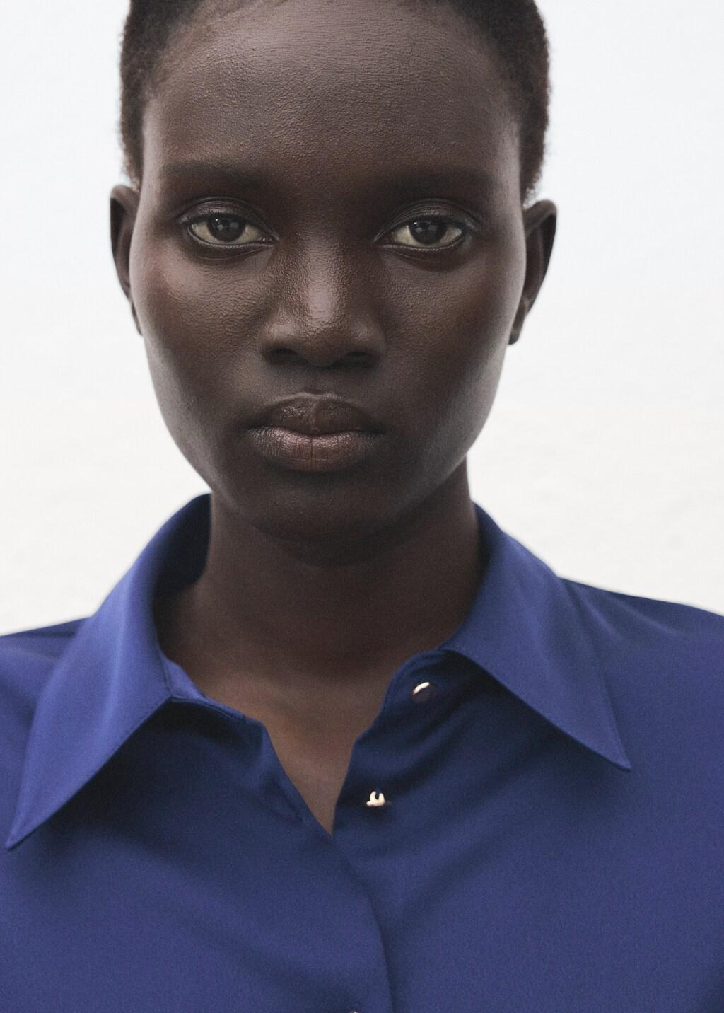 Blue Satin Finish Flowy Shirt, Medium Blue, large image number 4