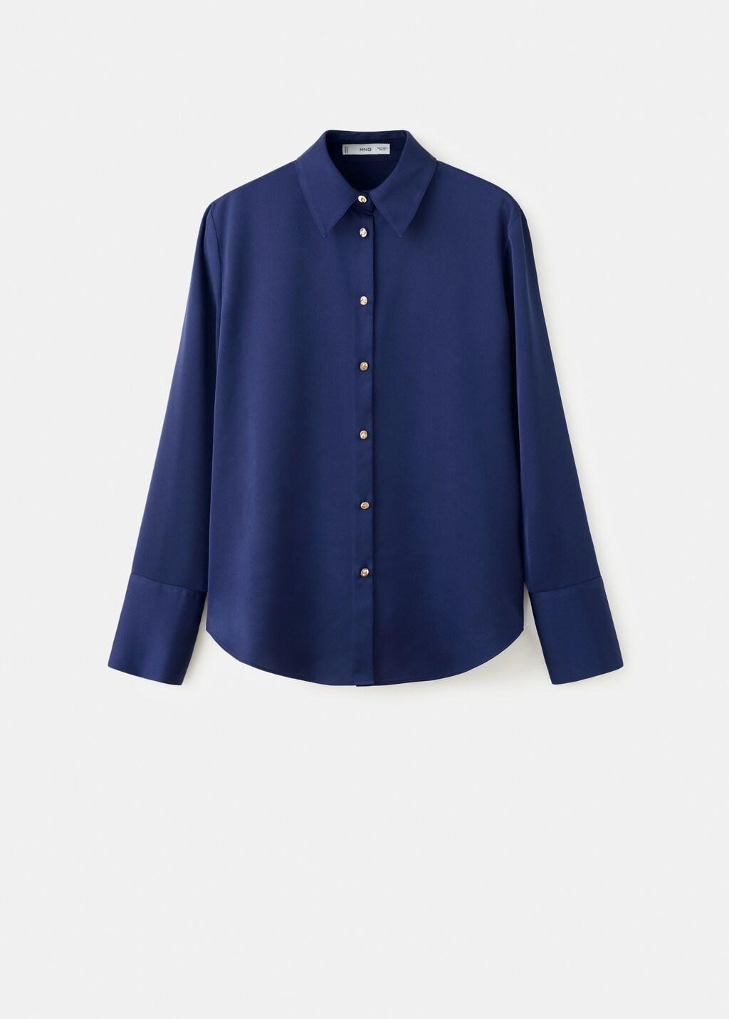 Blue Satin Finish Flowy Shirt, Medium Blue, large image number 7