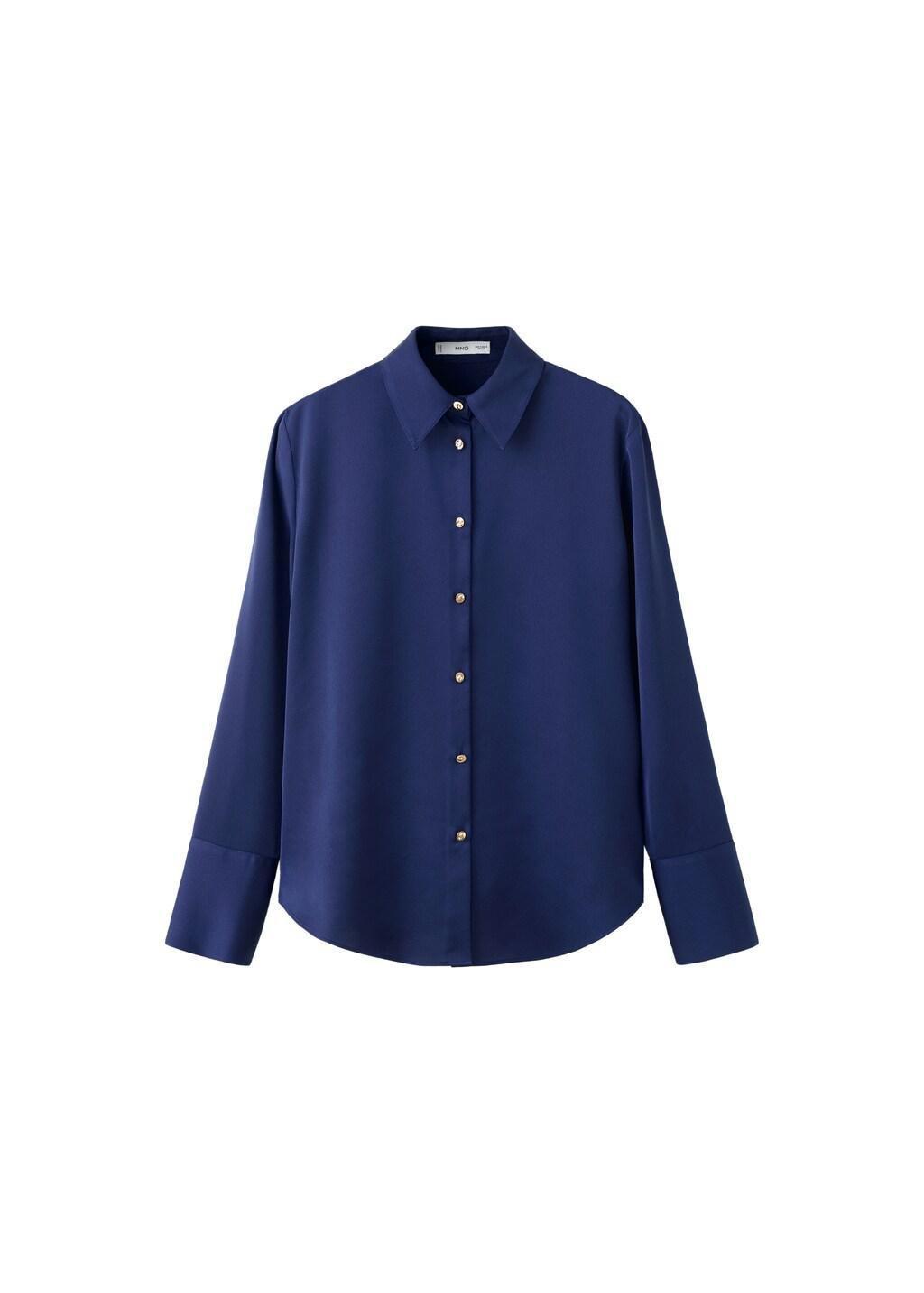 Blue Satin Finish Flowy Shirt, Medium Blue, large image number 7