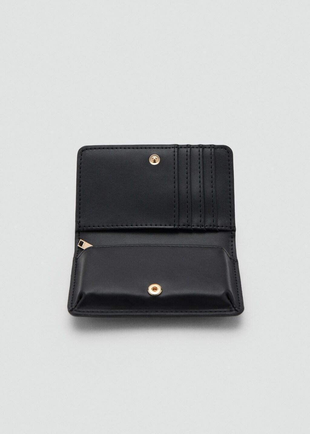 Black Small Textured Wallet, Black, large image number 1