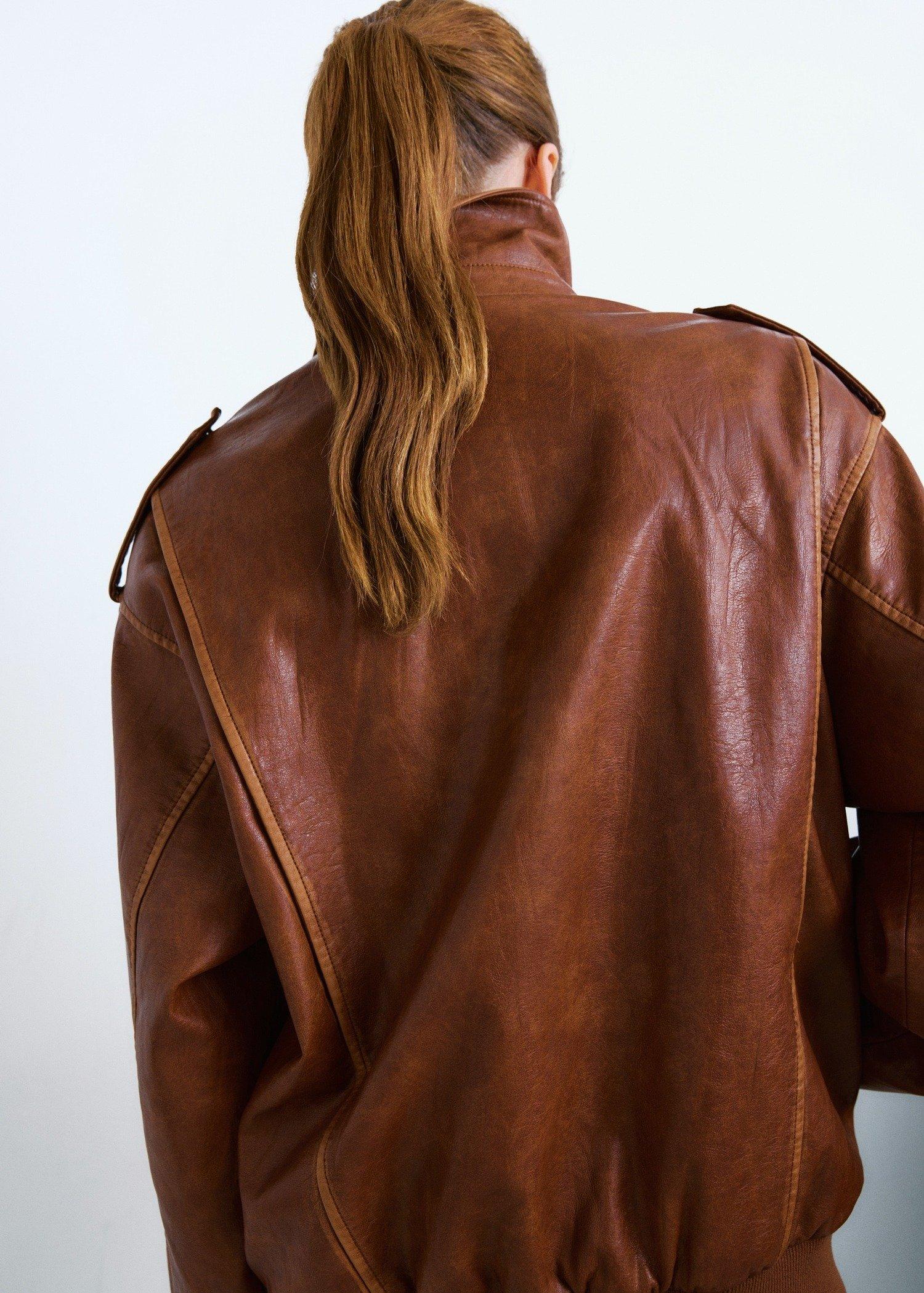 Brown Oversized Jacket With Borg Collar, Brown, large image number 4