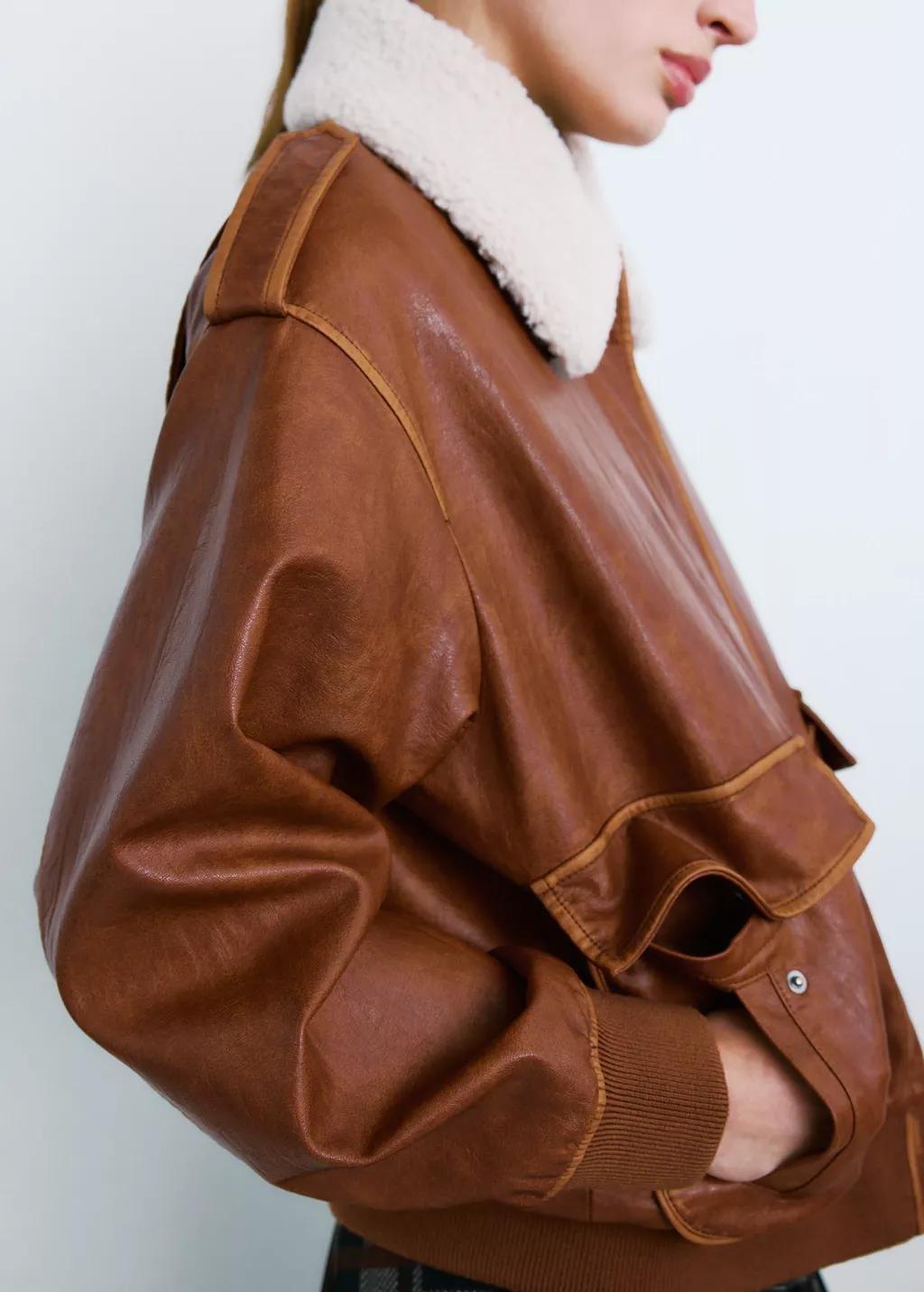 Brown Oversized Jacket With Borg Collar, 0201_30, large image number 7