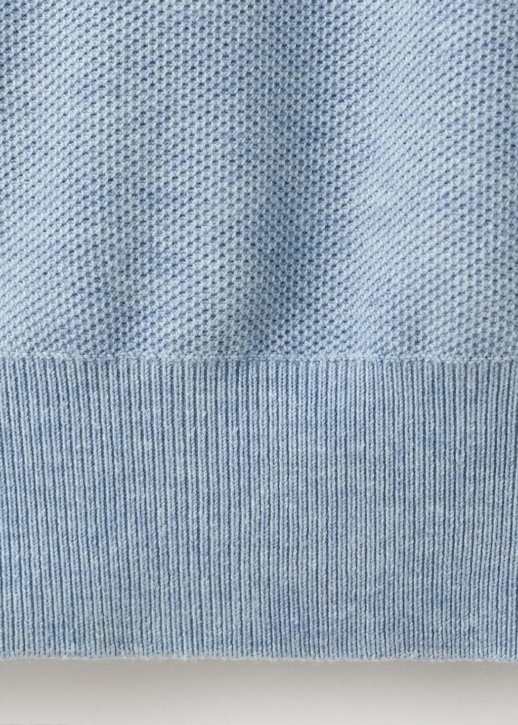 Blue Micro-Structured Cotton Polo Shirt, Light-Pastel Blue, large image number 5